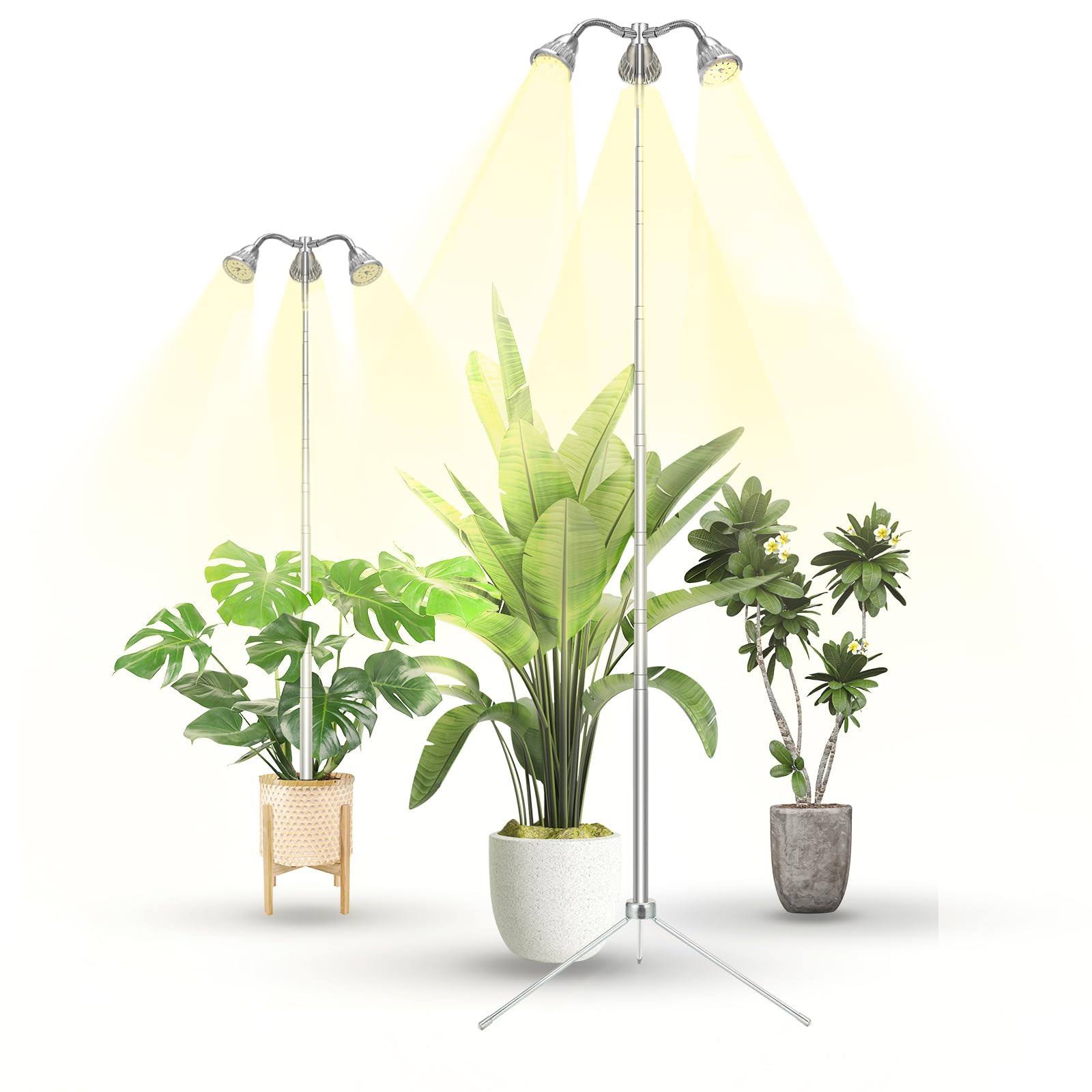 TAURUSY Grow Lights for Indoor Plants Full Spectrum with Detachable Tripod Stand,Dimmable Brightness Indoor Plant Light with Auto On/Off Timer