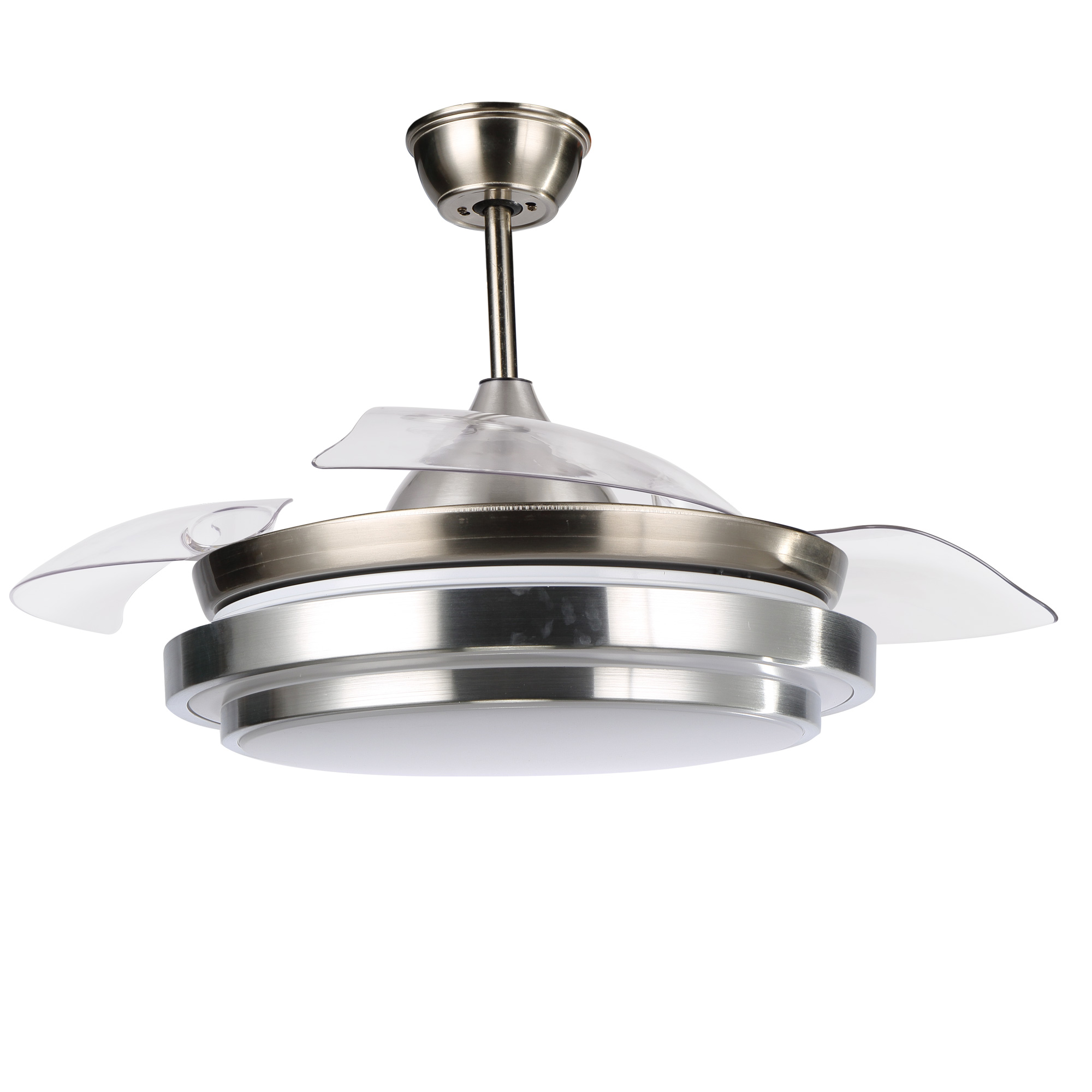 36'' LED Retractable Blades Ceiling Fan with Remote Control and Light Kit, 6-Speed Ceiling Fan with Reversile Blades