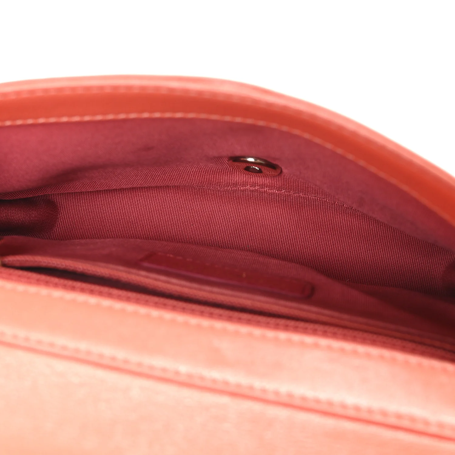 Shiny Sheepskin Quilted Vintage Mademoiselle Flap Coral Orange