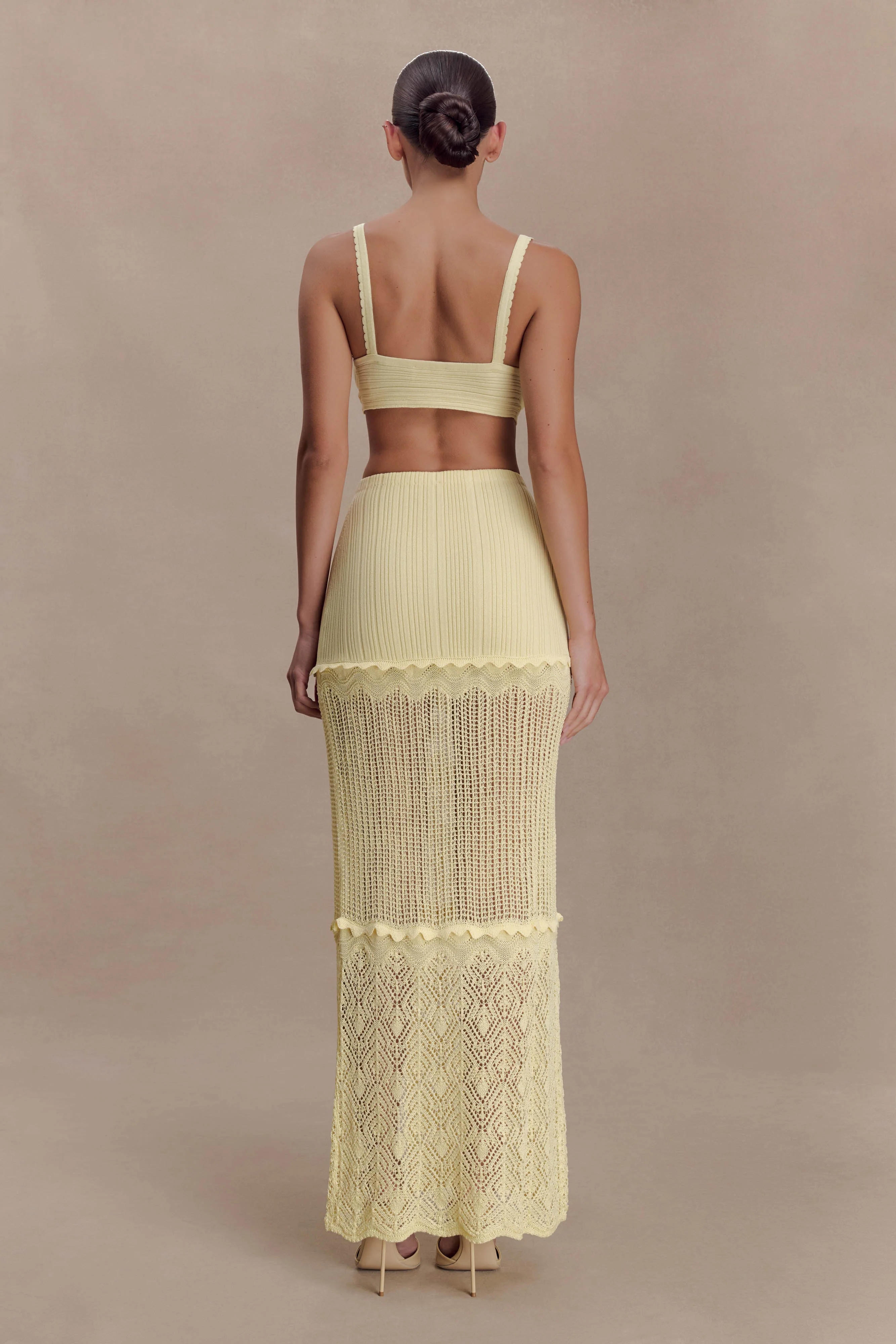 Coleene Pointelle Knit Maxi Skirt - Lemon