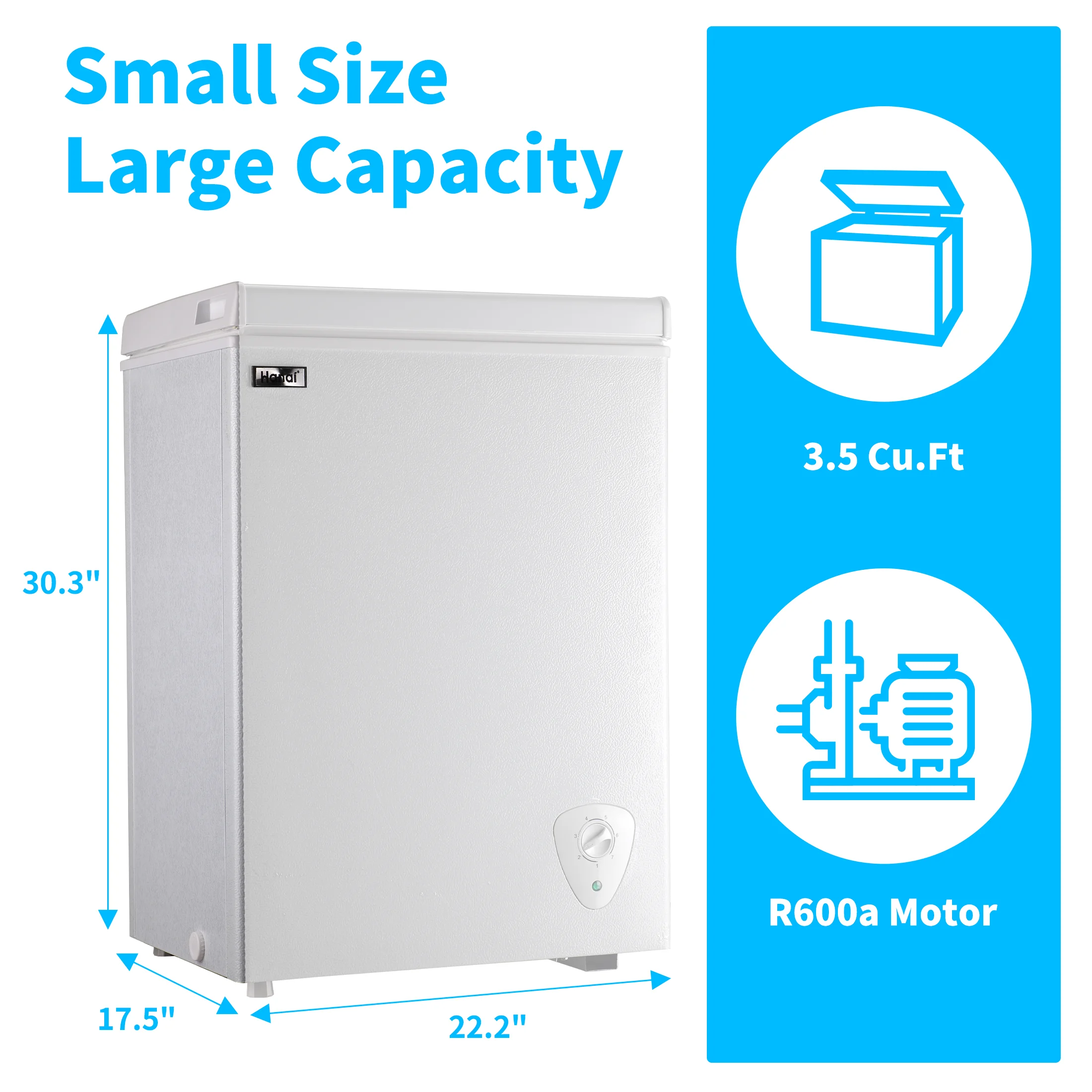 3.5 Cu.ft,Chest Freezer,Deep Freezer,Removable Storage Basket Freezer,White - Image 6