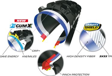 Pneu VTT Michelin E-Wild Rear Competition Line 29'' Plus Tubeless Ready Souple Skinwall Gravity Shield E-GUM-X E-Bike Ready — vue 3