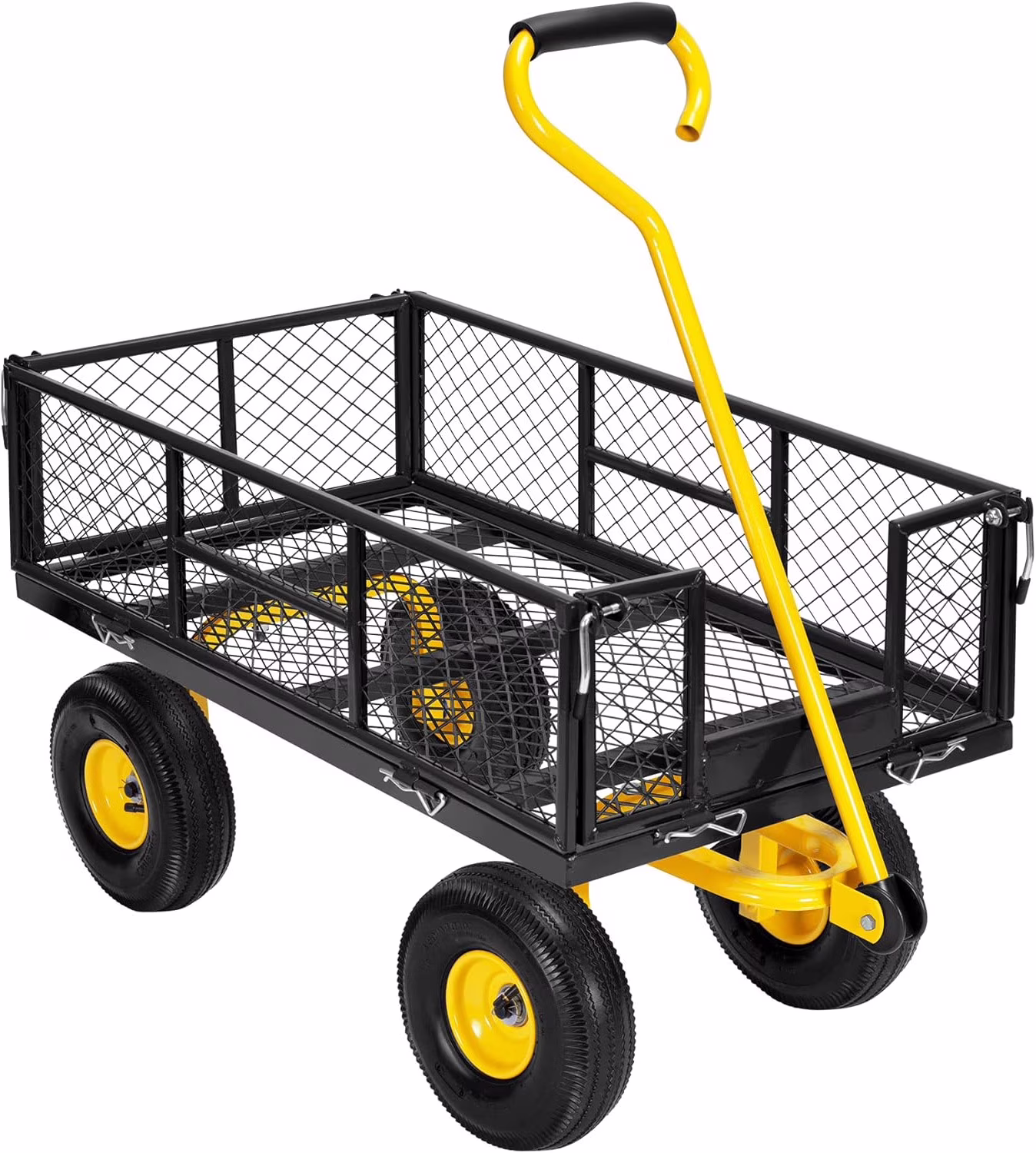 Mesh Steel Garden Cart 880 lbs Capacity, 38" x 21" Folding Utility Wagon with 10 Inch Wheels(Red) - Image 7