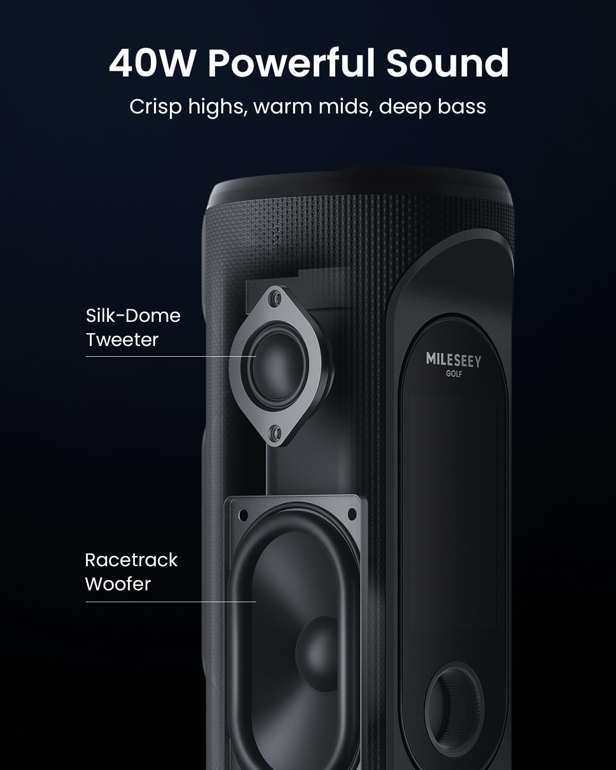 MiLESEEY GeneSonic Pro Golf Speaker with Detachable GPS Rangefinder Handheld  43000+ No Subscription Preloaded Courses  View & Audible Distances Touchscreen  15H Battery  Magnetic  Waterproof Hazard
