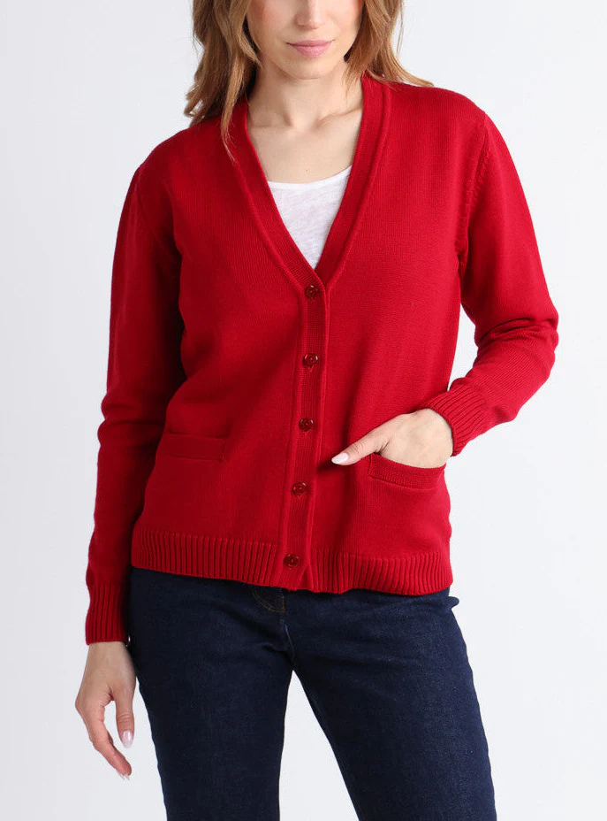 Gilet femme en laine rouge foncé