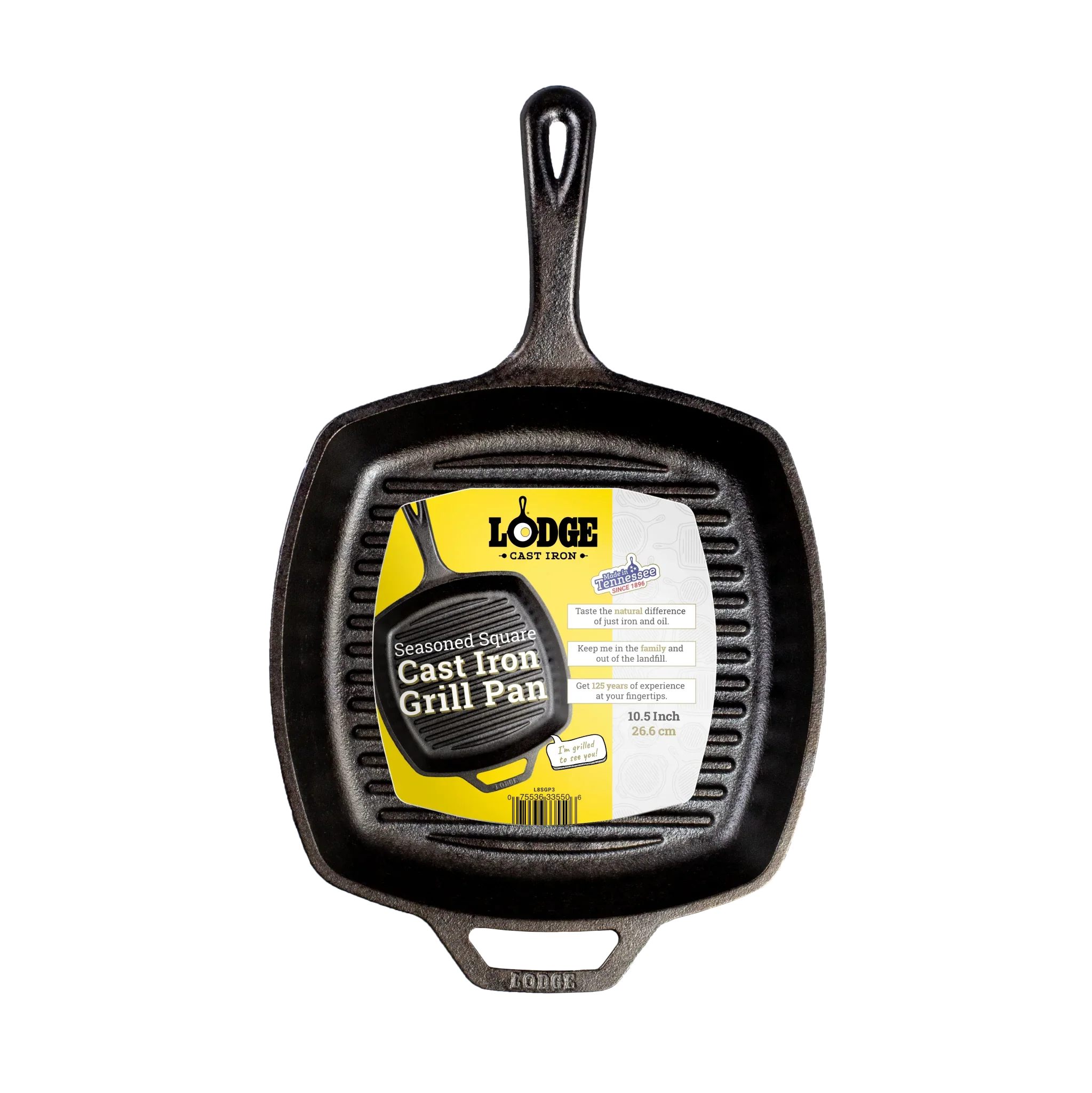 Cast Iron 10.5 Seasoned Square Grill Pan