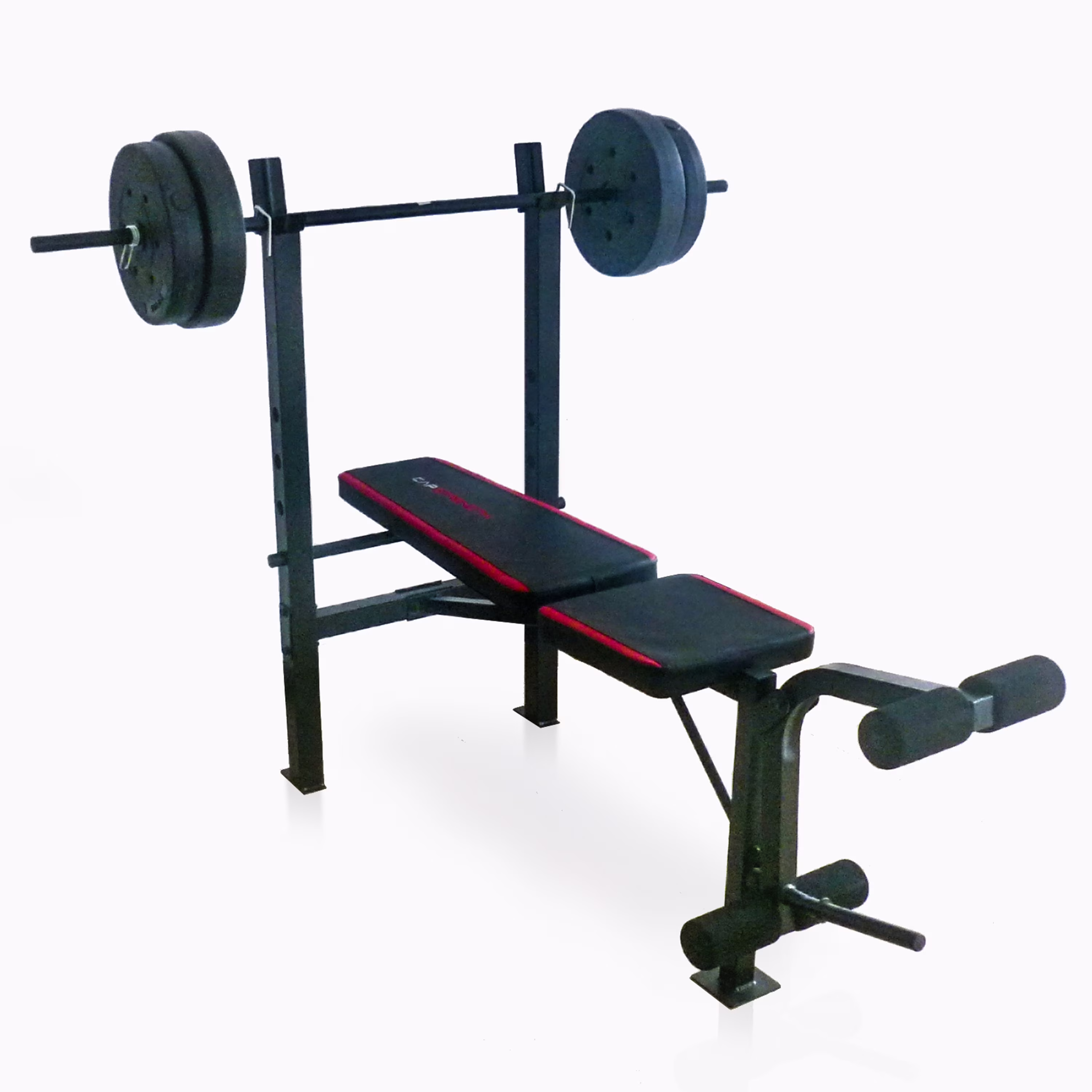 Adjustable Standard Combo Weight Bench with Rack and Leg Extension and 90 lb. Vinyl Weight Set
