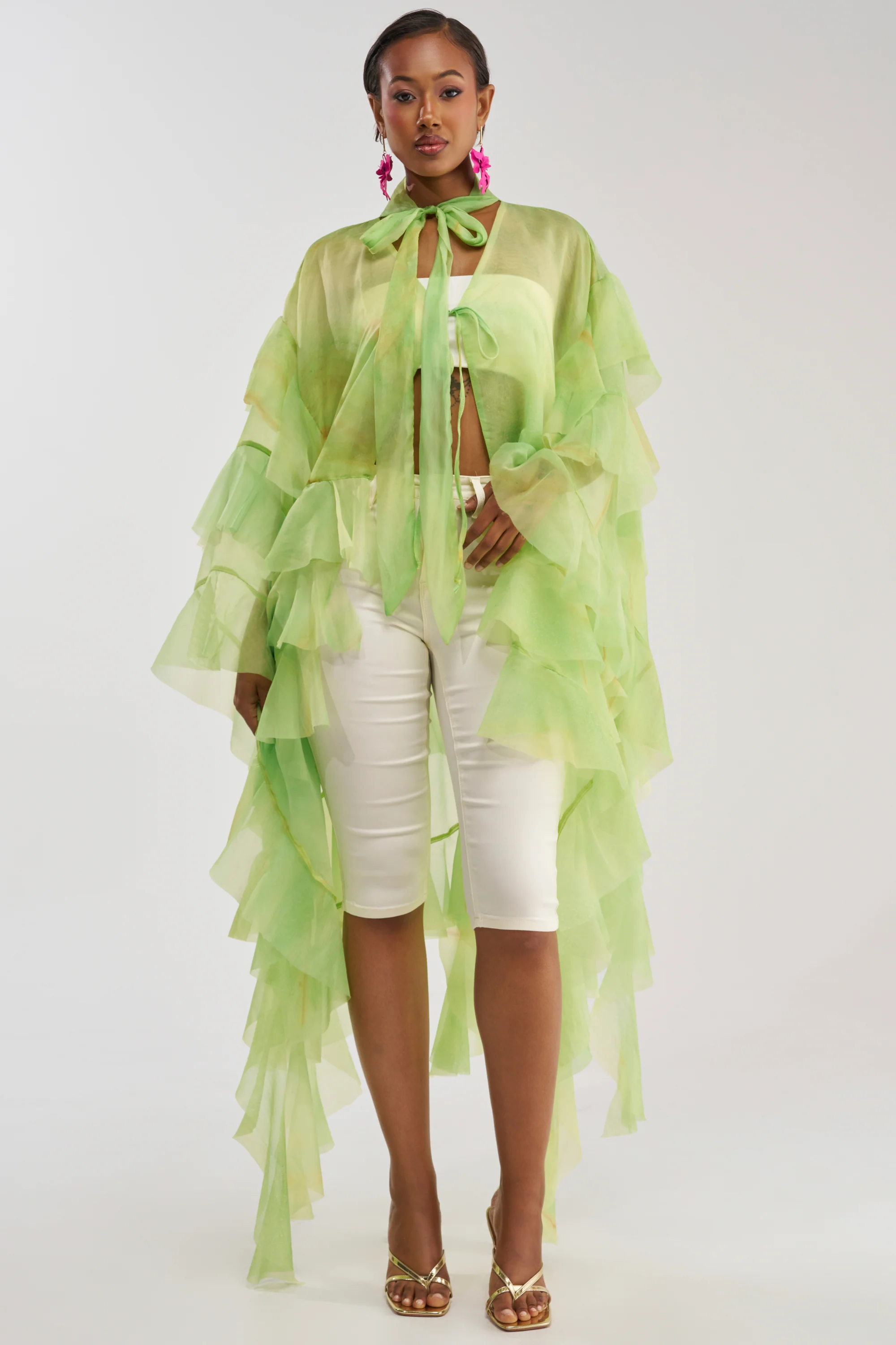 IN BLOOM FLORAL TOP IN GREEN MULTI - Akira Store