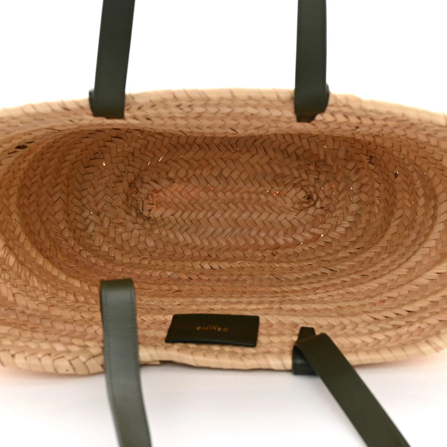 Raffia Calfskin Triomphe Medium Panier  Green