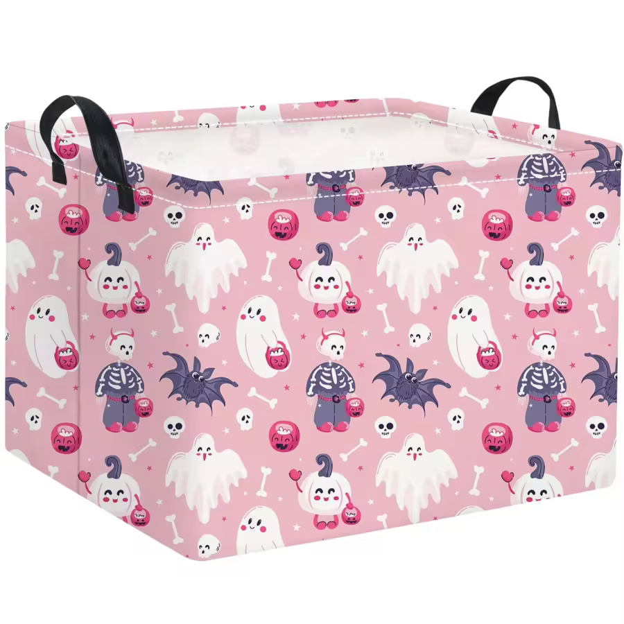 Pink pumpkin Halloween kids storage basket