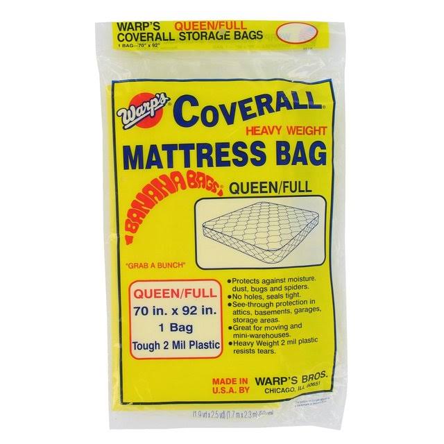 Warp Brothers Mattress Storage Bag, Queen/Full, Clear Plastic, 70