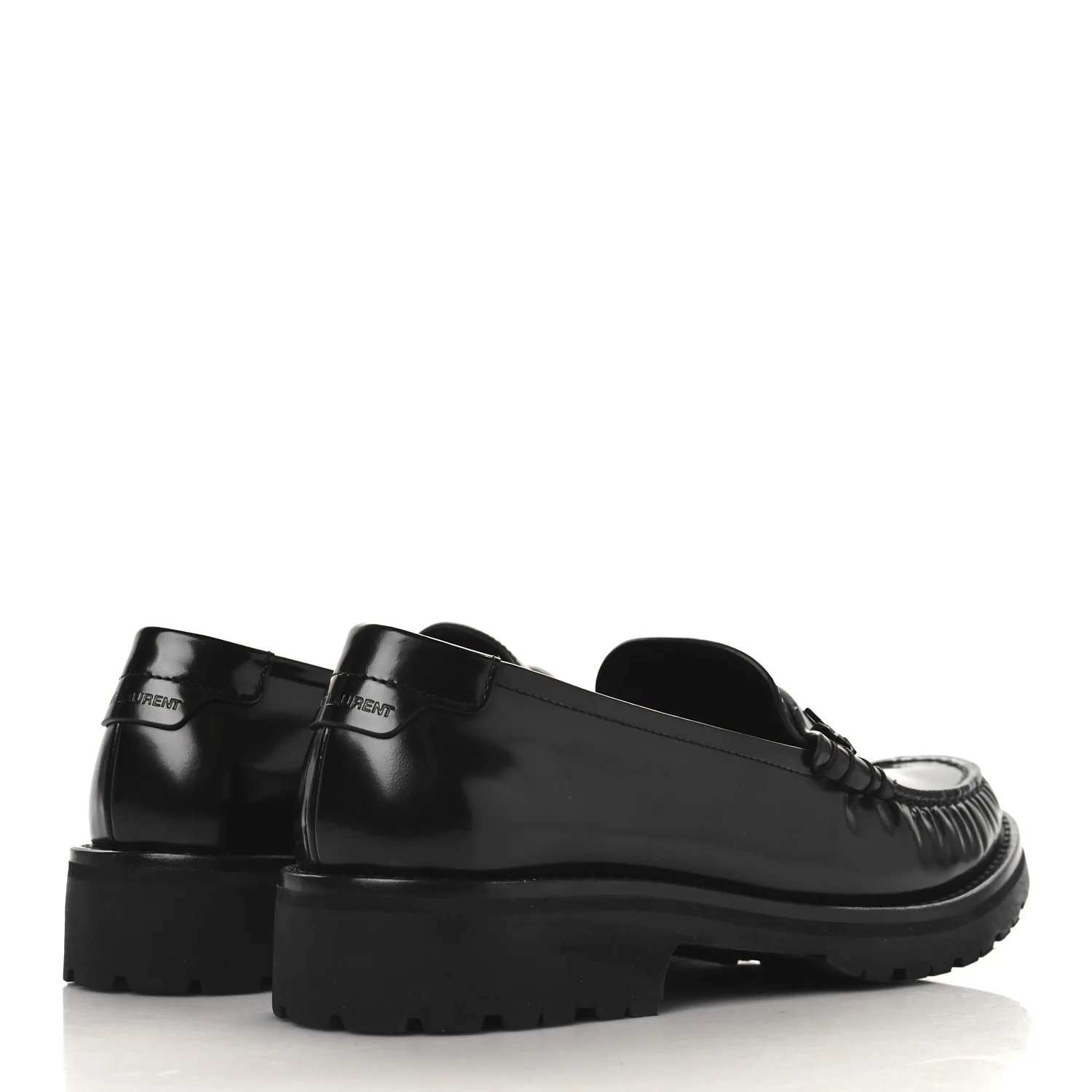 Glazed Calfskin Le Loafer 15 Penny Slippers 38.5 Black