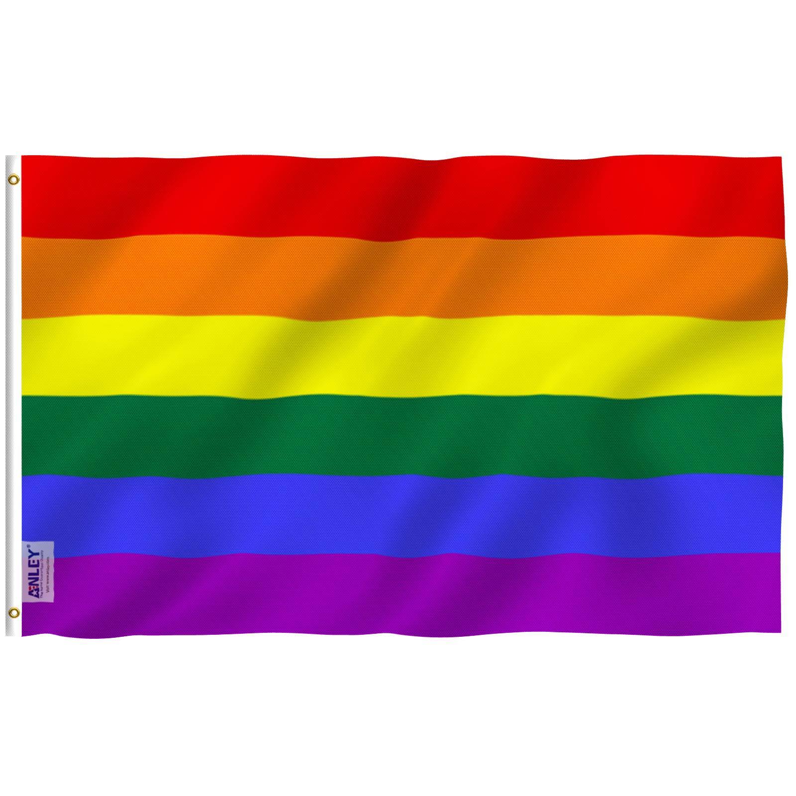 Anley 4' x 6' Polyester Rainbow Flag 6 Stripes - Gay Pride Banner Flags