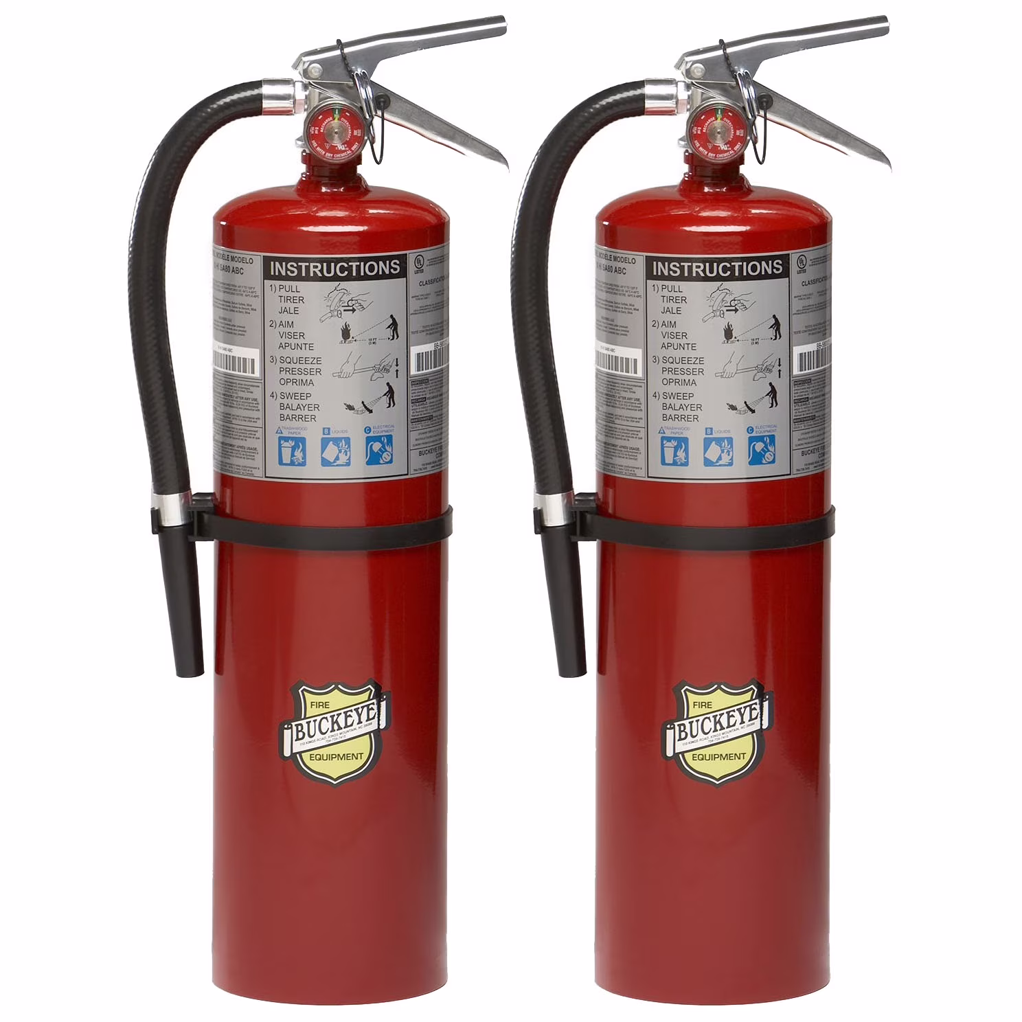 11340, 10lb Tall ABC Dry Chemical Fire Extinguisher with Aluminum Valve Wall Bracket, Pack of 2