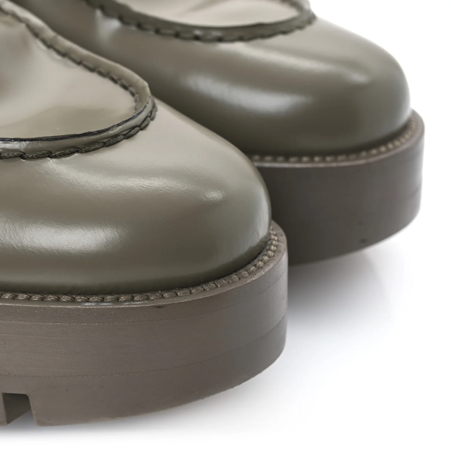 Calfskin Metal CC Loafers 40 Khaki
