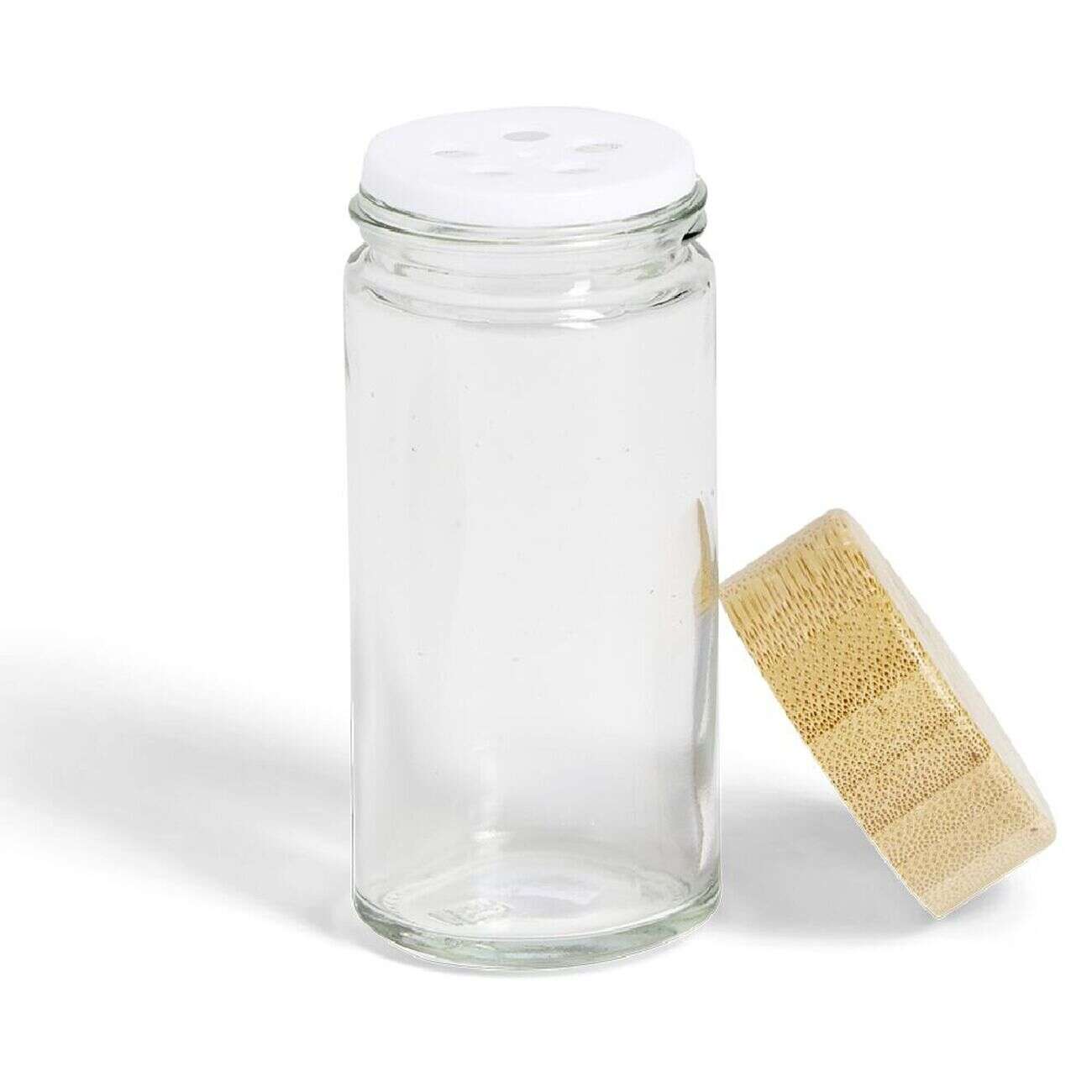 Pot à épice en verre et couvercle bambou Ø4,7xH9,8cm