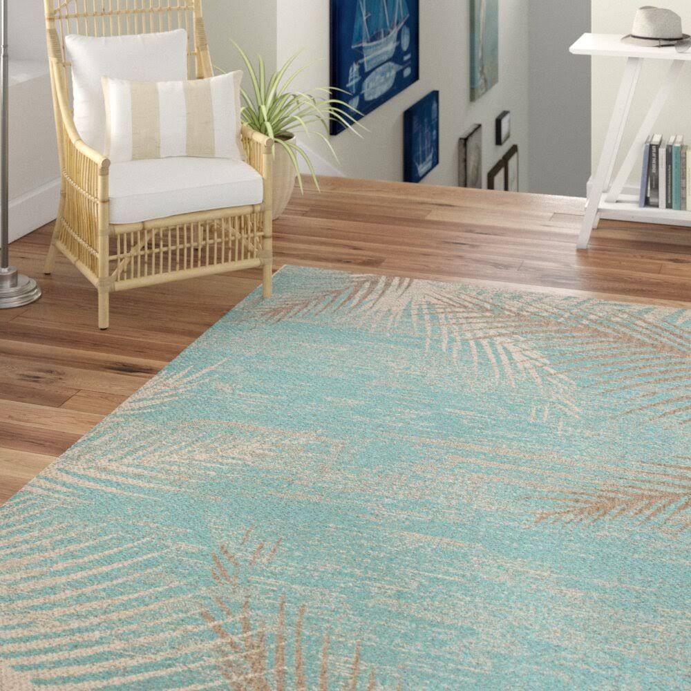 Waddington Floral Aqua/Mocha Indoor / Outdoor Area Rug Bay Isle Home Rug Size: Rectangle 5'10
