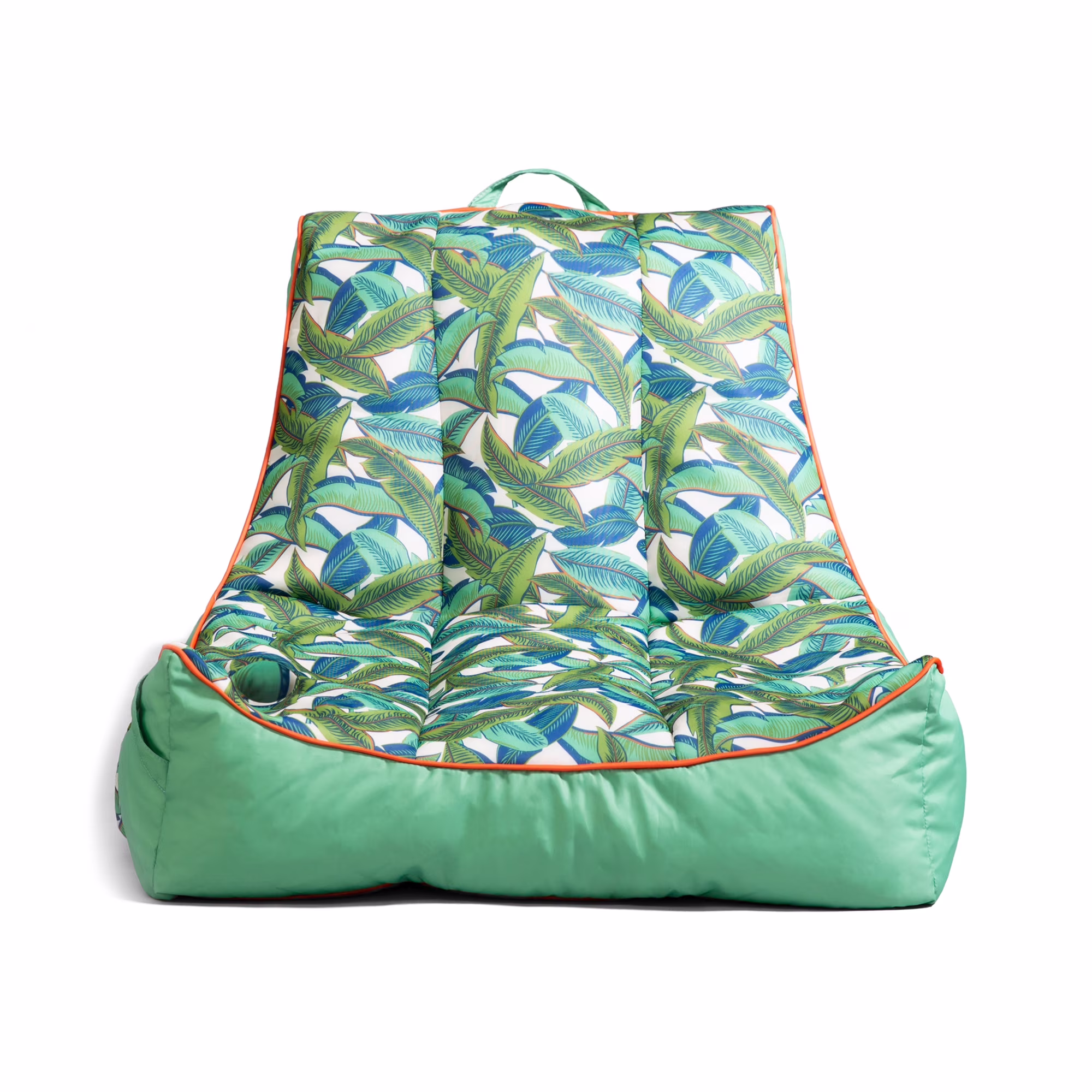 Big Joe Captain's Float No Inflation Needed Pool Lounger with Drink Holder, Tropical Hibiscus Aqua Double Sided Mesh, Quick Draining Fabric, 3 feet