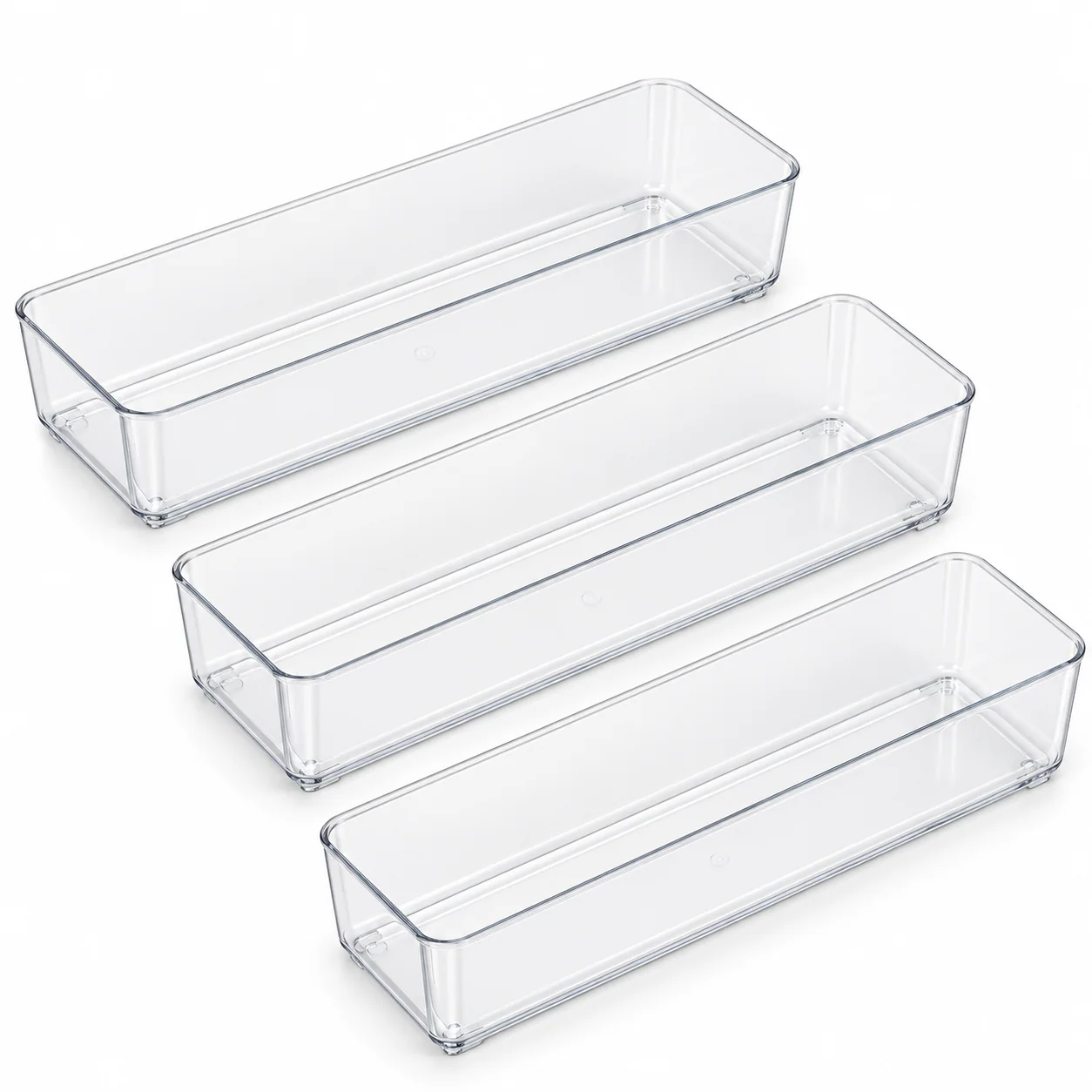Clear Slim Drawer Organizer Trays, 3-Pack
