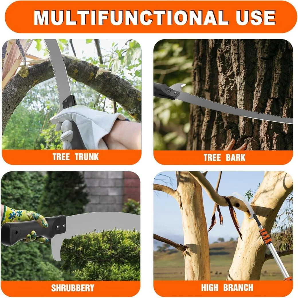 30FT Reach Pole Saw for Tree Trimming, Telescoping Tree Pruner Extendable with 5-24FT Extension Pole, Manual Saw for Yard, Garden, Patios - Image 5