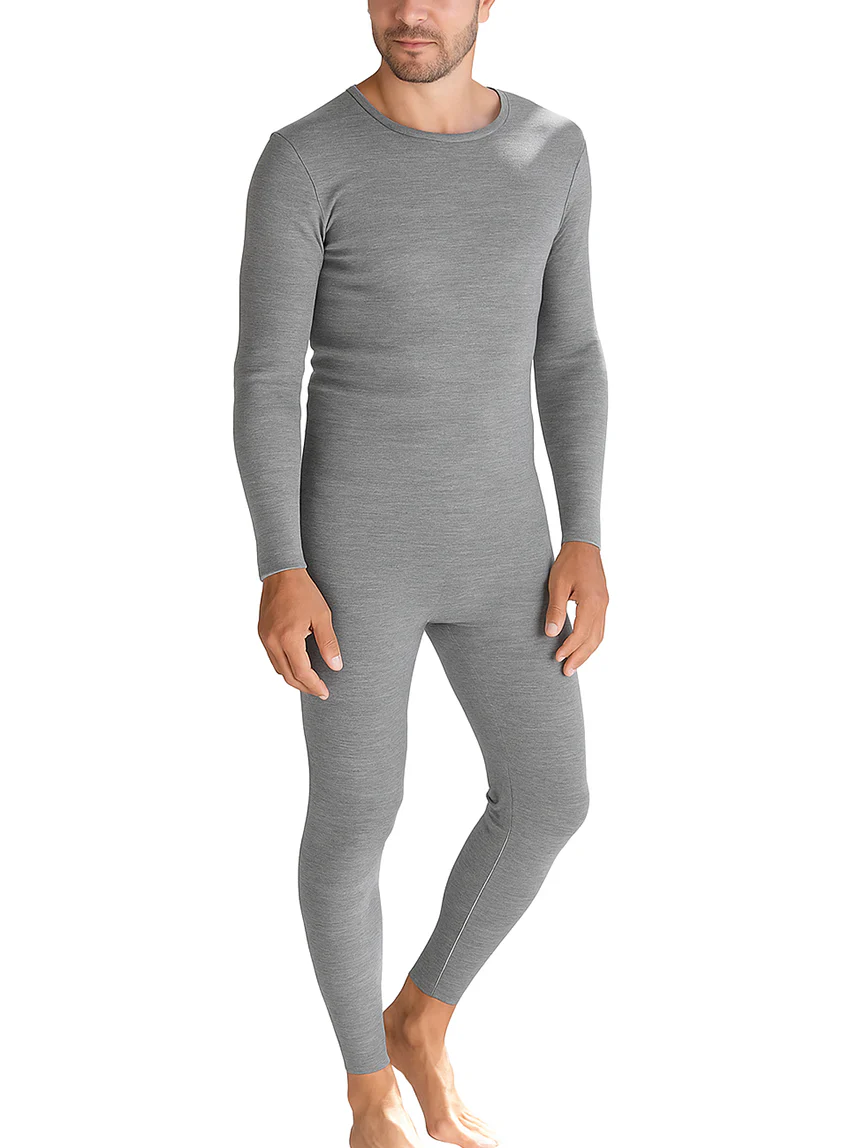 Caleçon long homme en laine mérinos gris léger