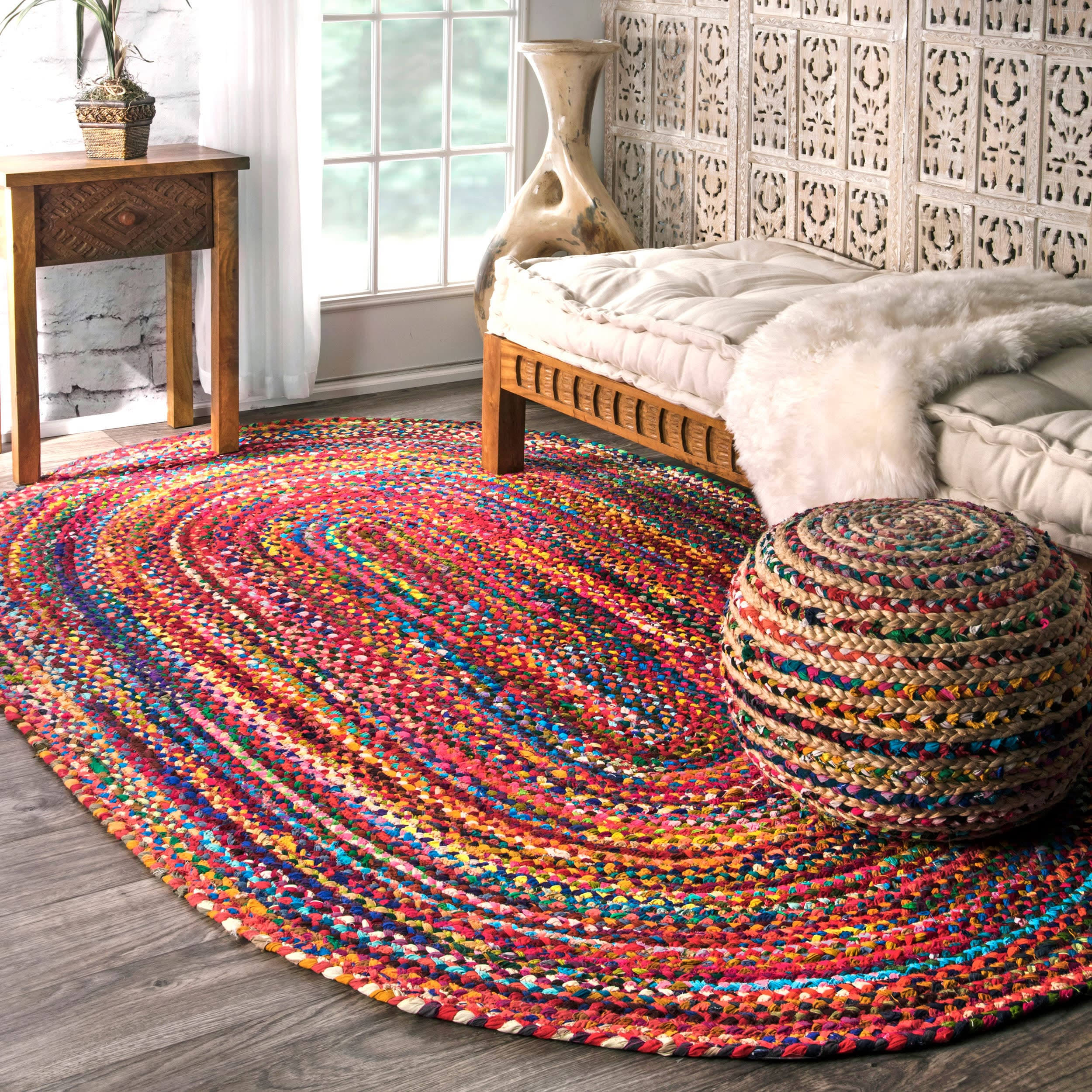 nuLOOM Tammara Hand Braided Area Rug, 4' x 6' Oval, Multi
