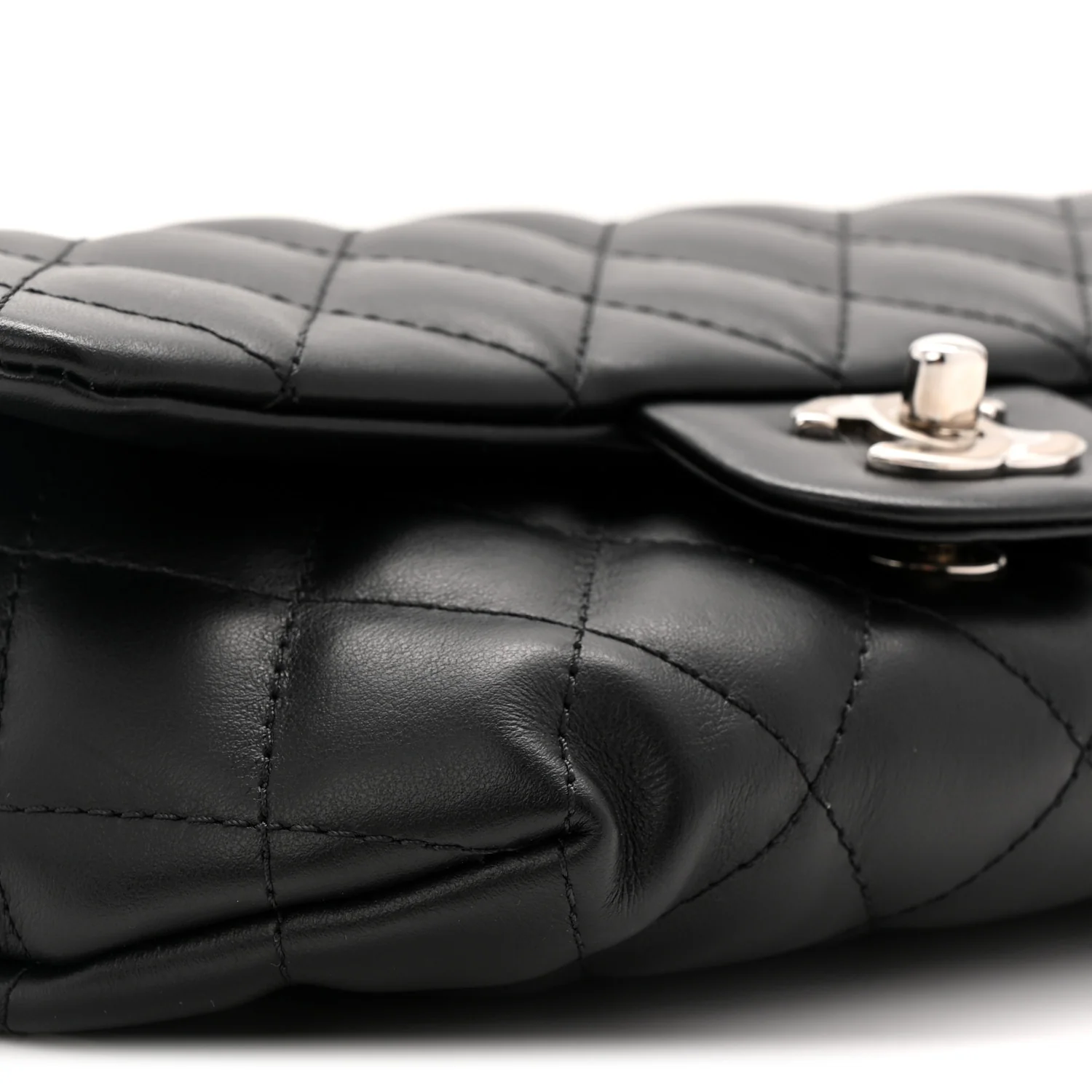 Calfskin Quilted CC Uniform Flap Belt Bag Black