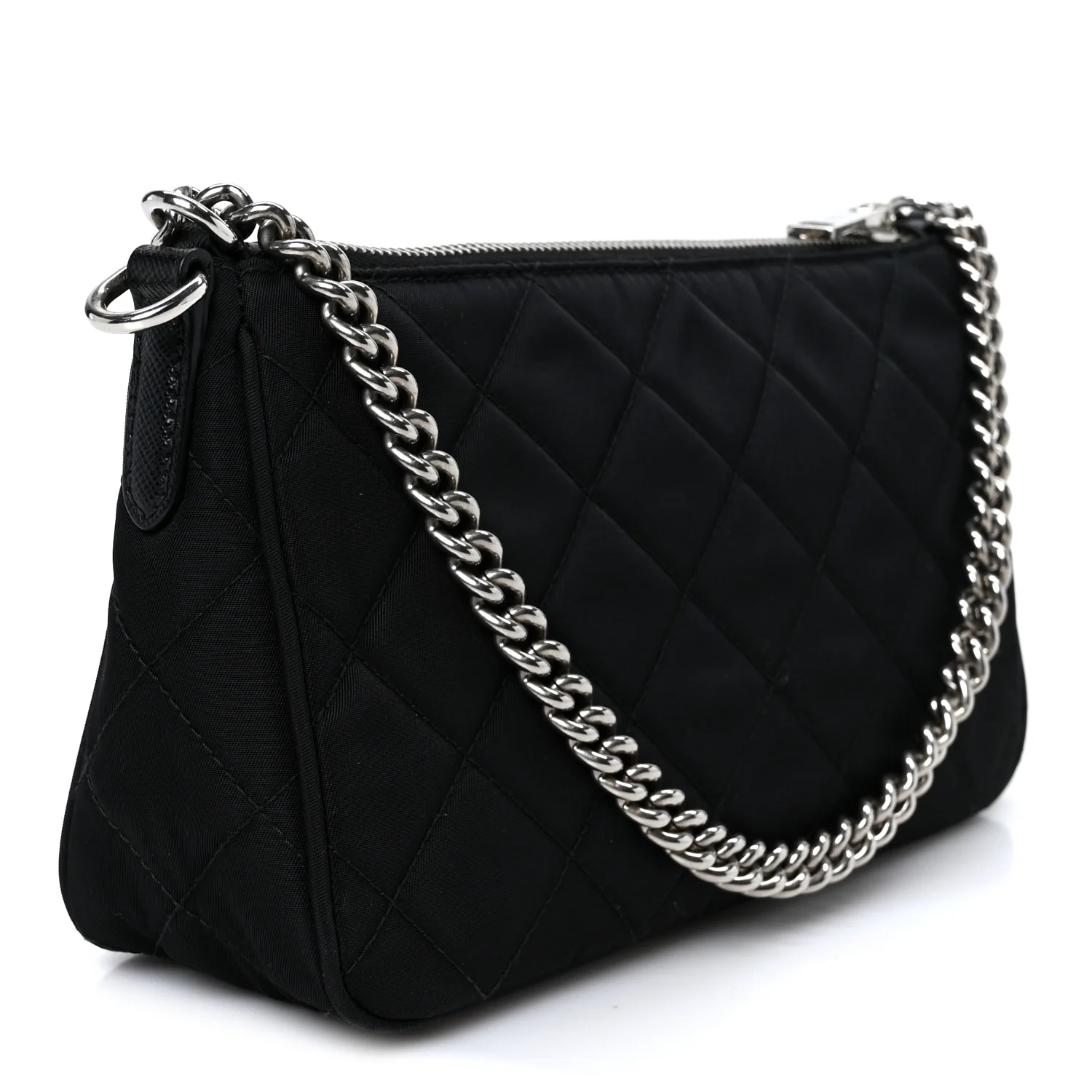 Nylon Tessuto Impuntu Quilted Crossbody Bag Black