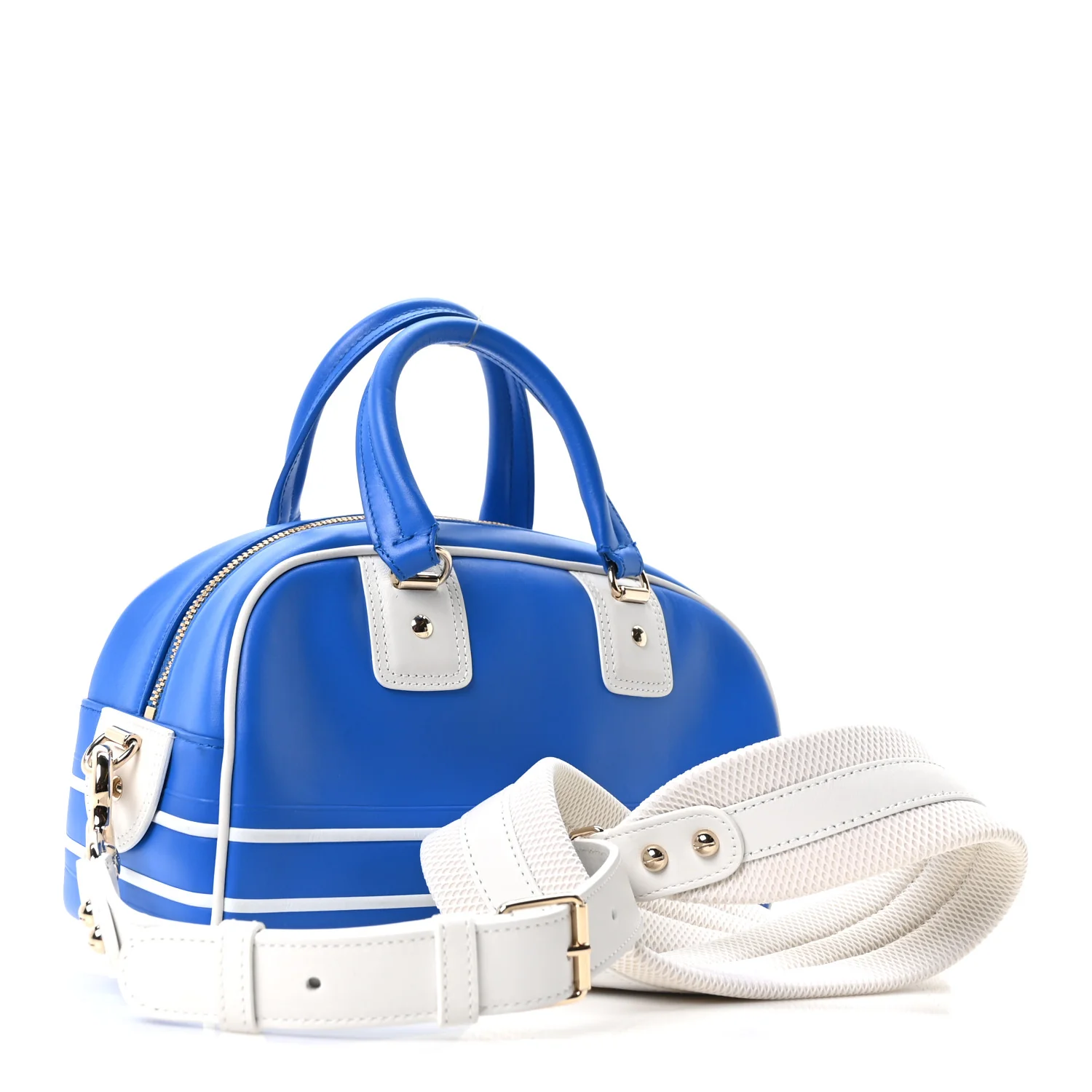 Calfskin Small Dior Vibe Zip Bowling Bag Blue