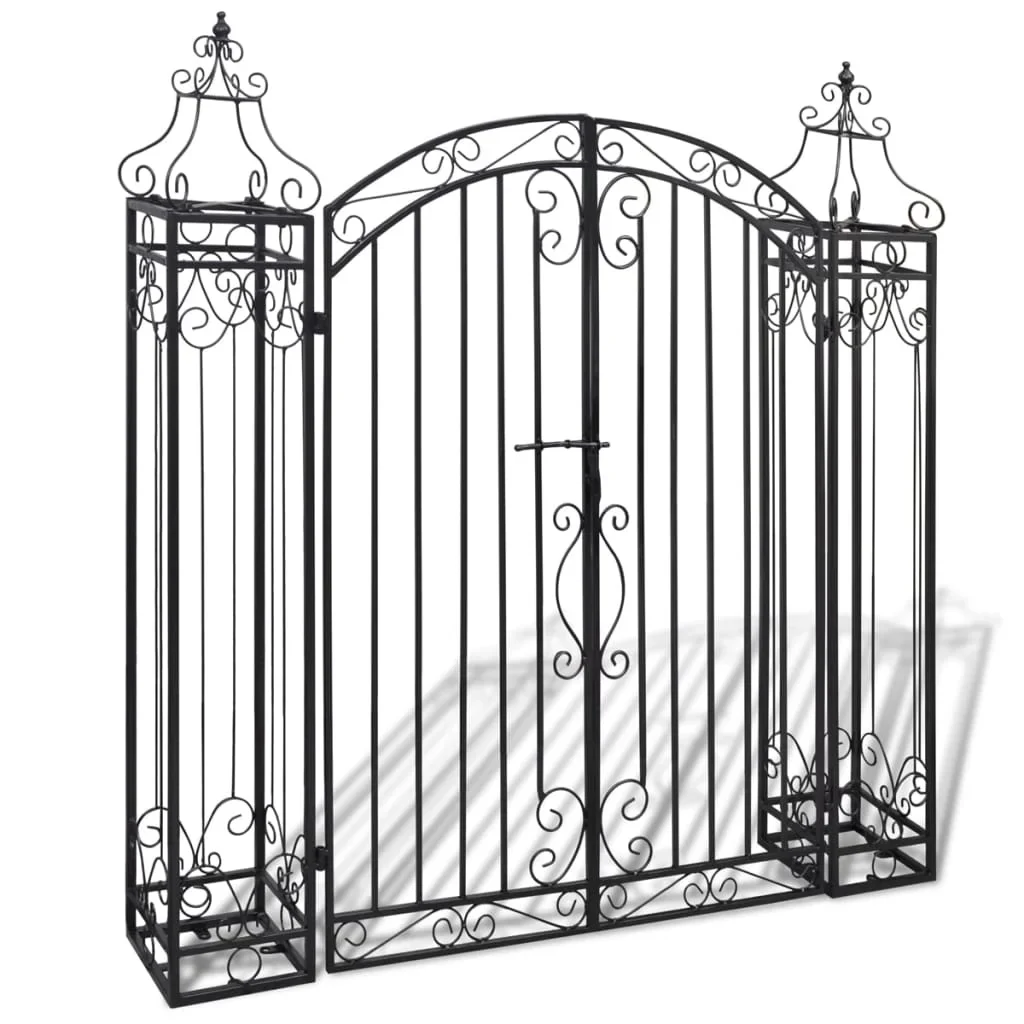 vidaXL Garden Gate Ornamental Fence Gate with Bolt Hinge Trellis Wrought Iron