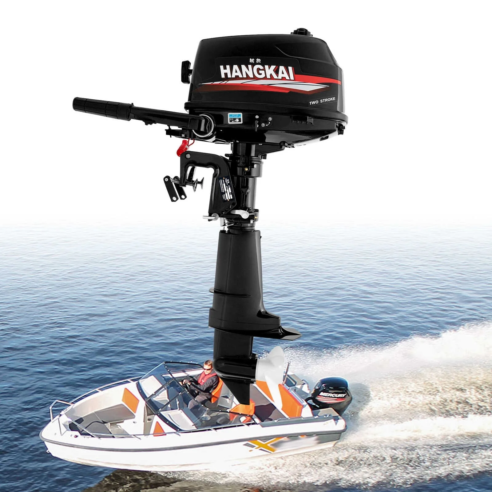 Anqidi 6HP 2 Stroke Outboard Motor Fishing Boat Engine Tiller Shaft Water Cooling CDI System