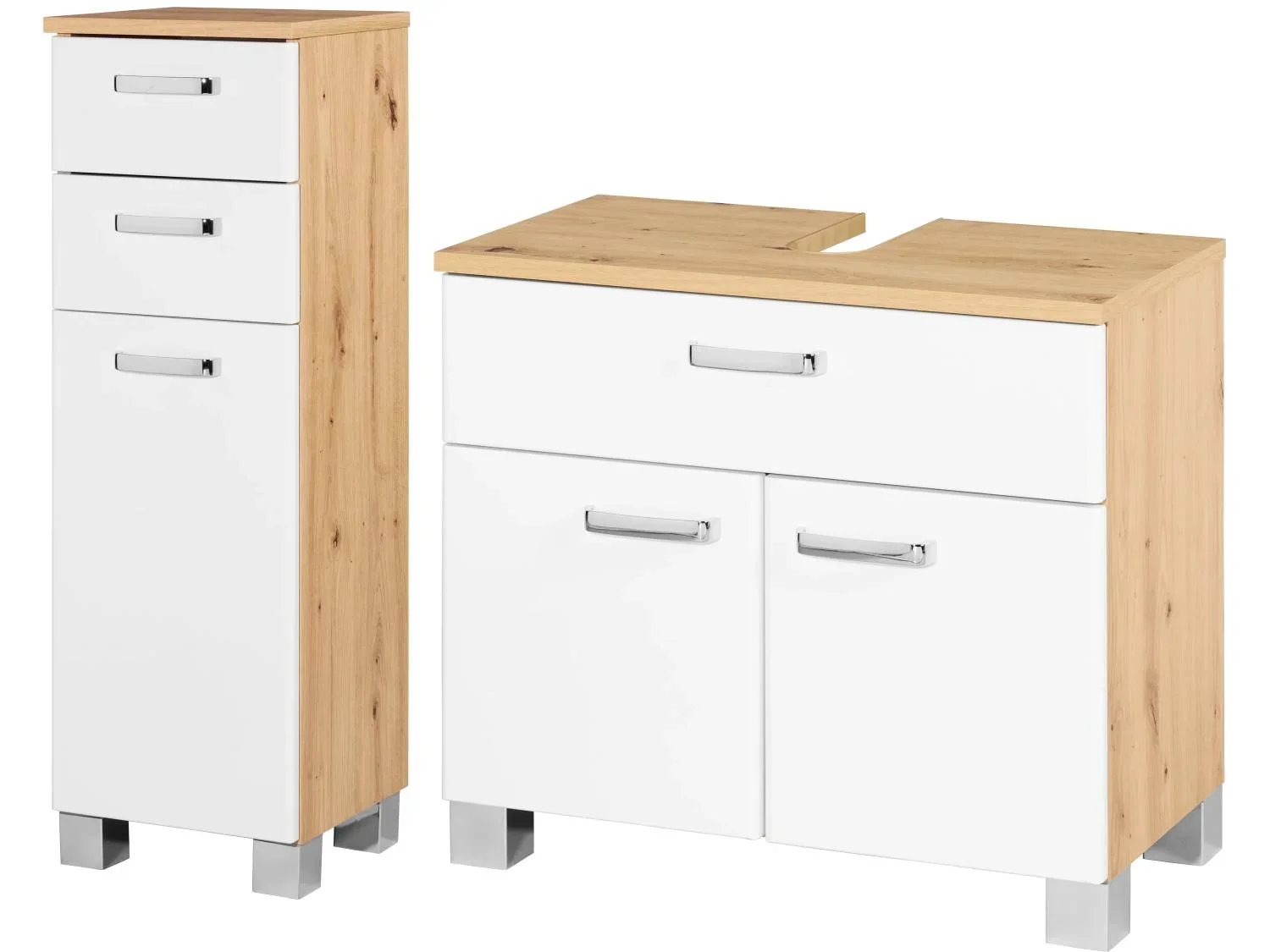 LIVARNO home Armoire latrale + meuble sous-vasque Palermo, blanc/imitation chne