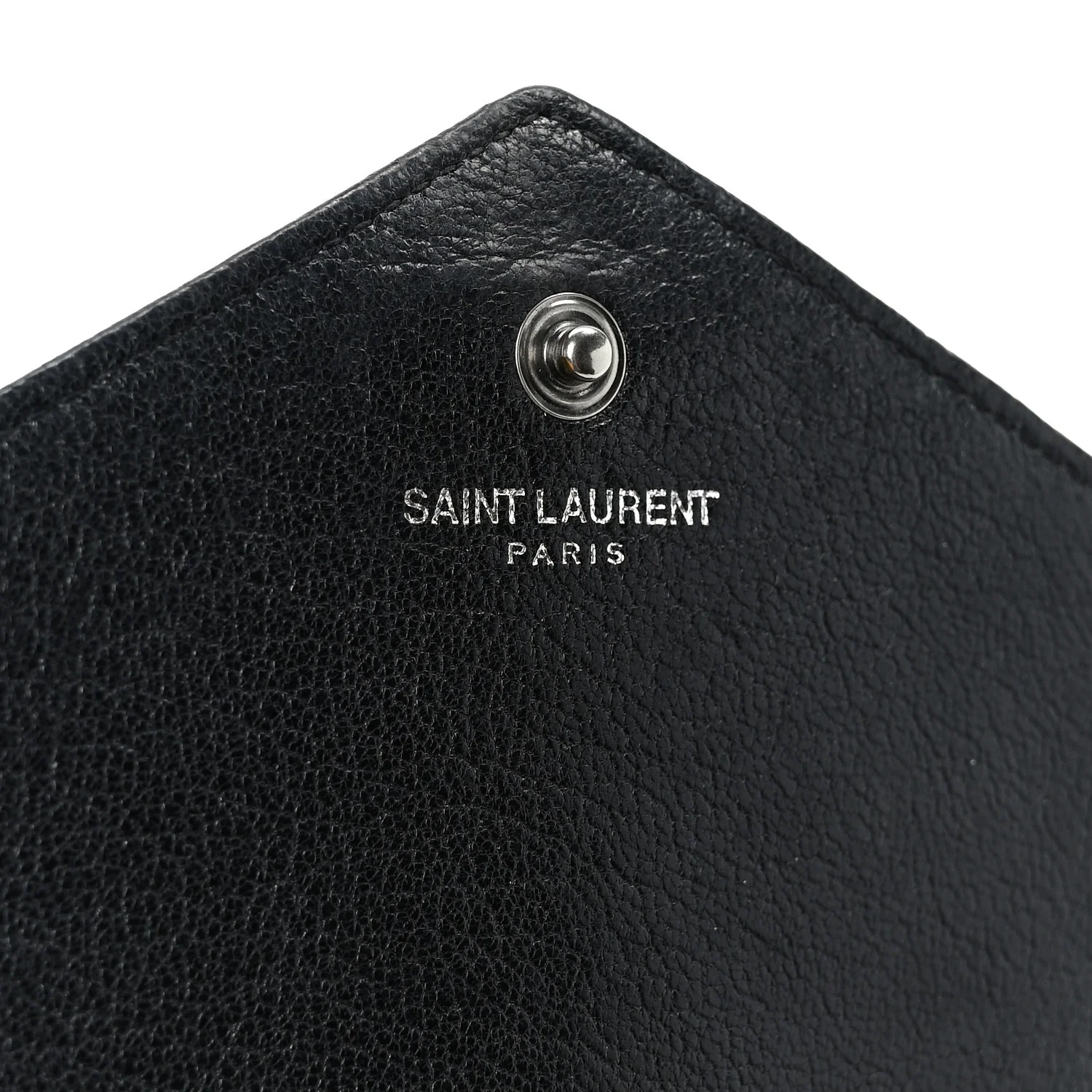 Sheepskin Tri-Quilt Monogram Envelope Chain Wallet Black