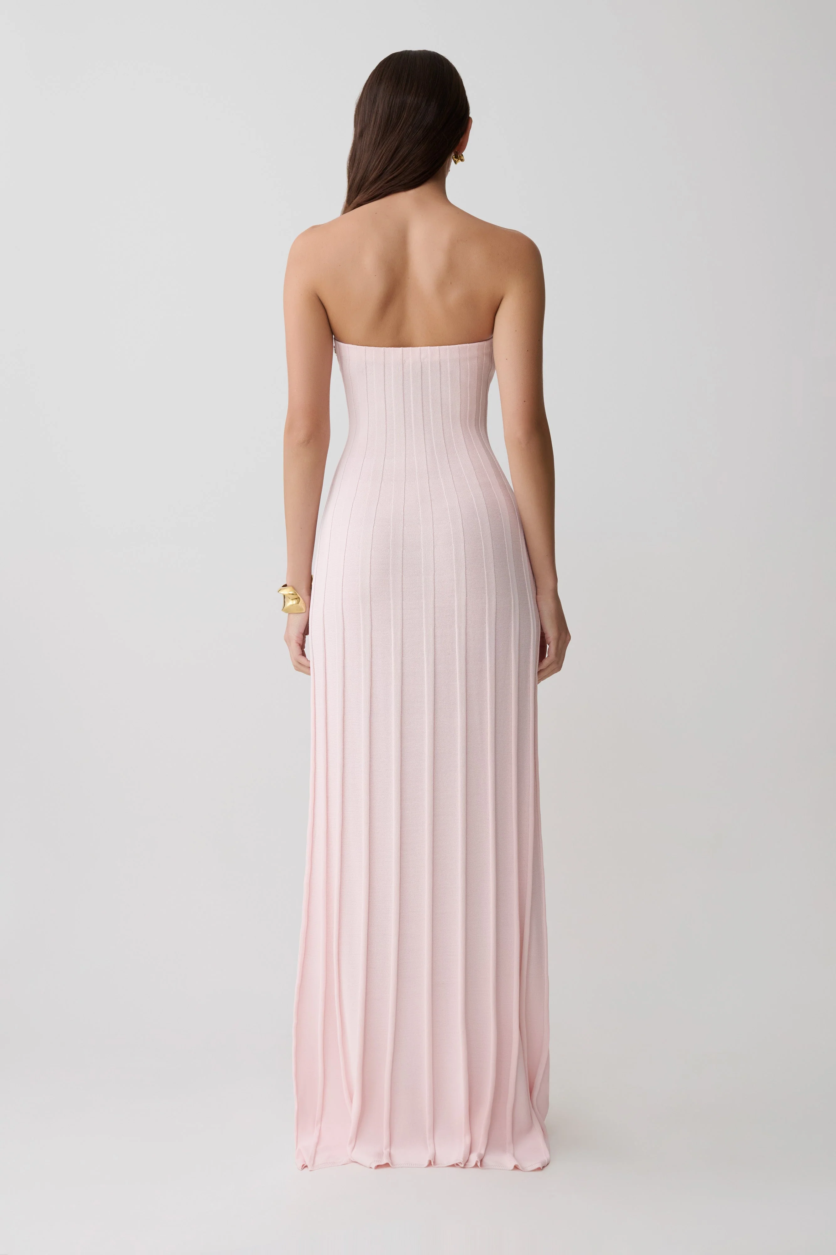 Pia Ribbed Strapless Maxi Dress - Baby Pink