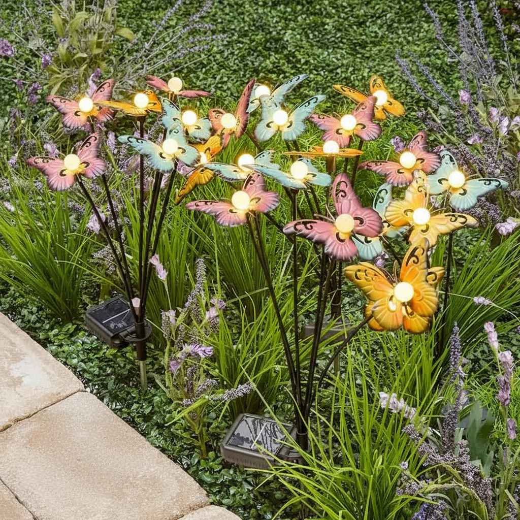 Colorful Solar Butterfly Bouquet Stake With Motion