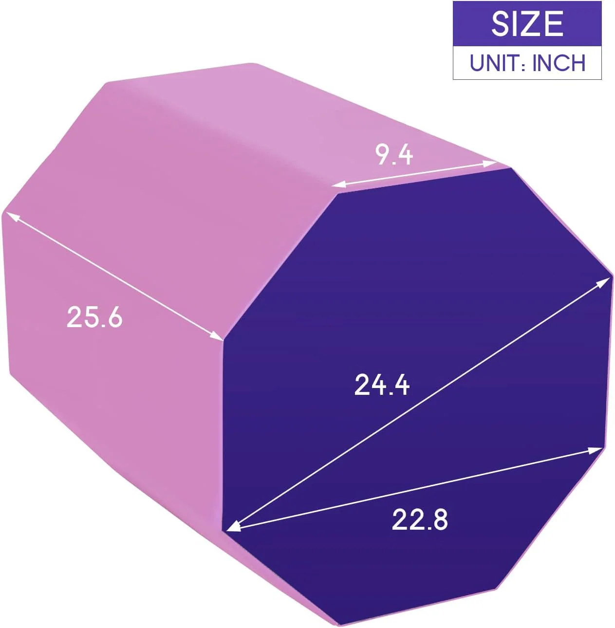 24.4" x 25.6" Gymnastics Octagon Tumbler Trainer Exercise Mat Tumbling Equipment Somersault Mat, Pink - Image 7