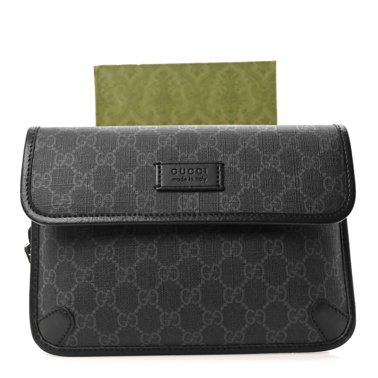 GG Supreme Monogram Web Slim Belt Bag Black Grey
