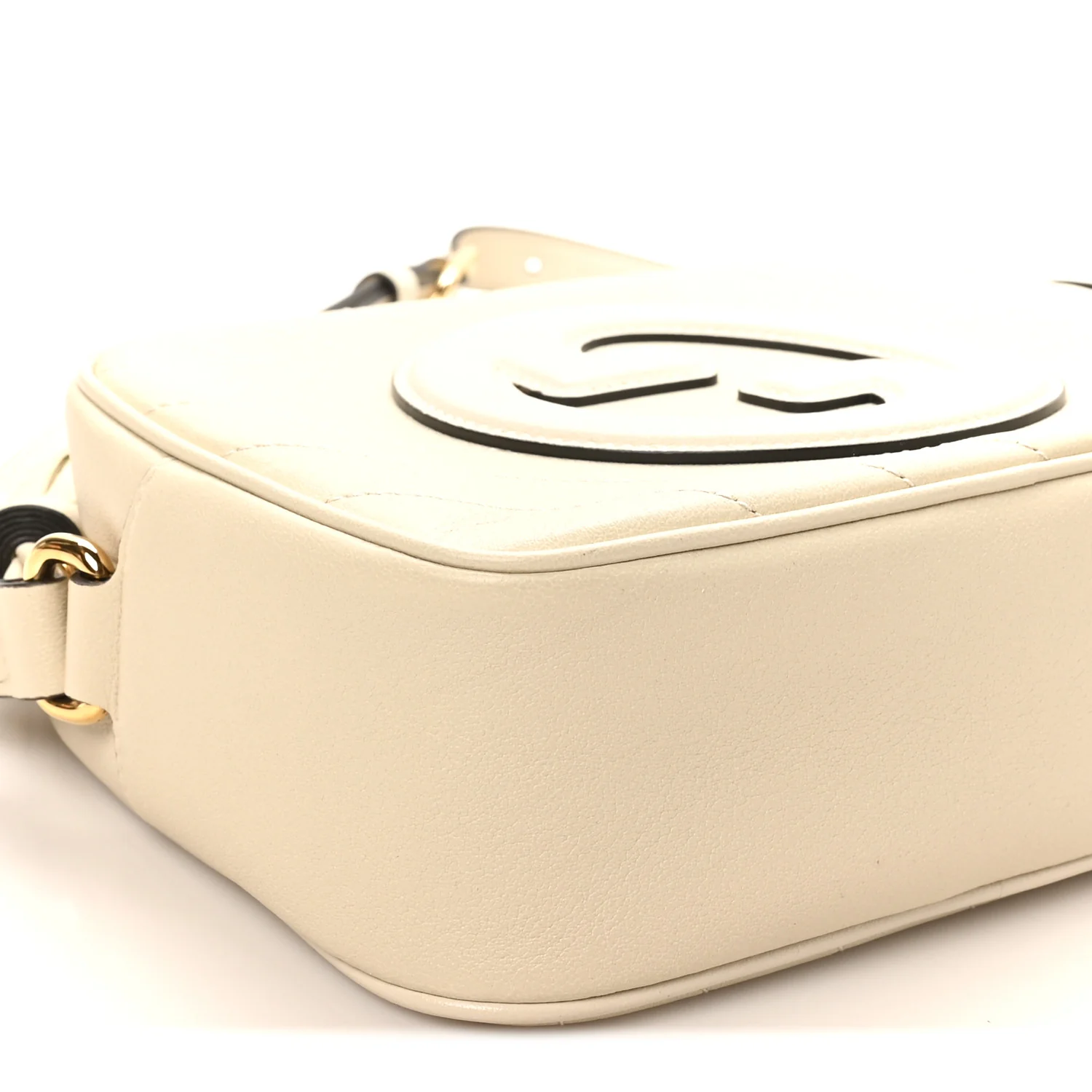Sakai Be Green Calfskin Diagonal Stitched Small Blondie Shoulder Bag Mystic White