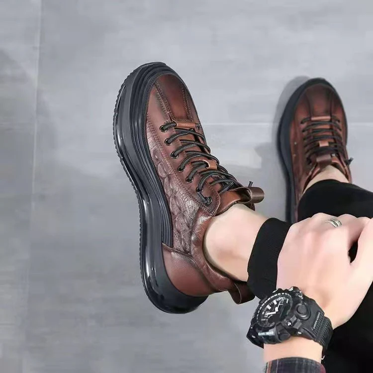 Chaussures Décontractées Homme en Cuir de Vachette avec Coussin d’Air