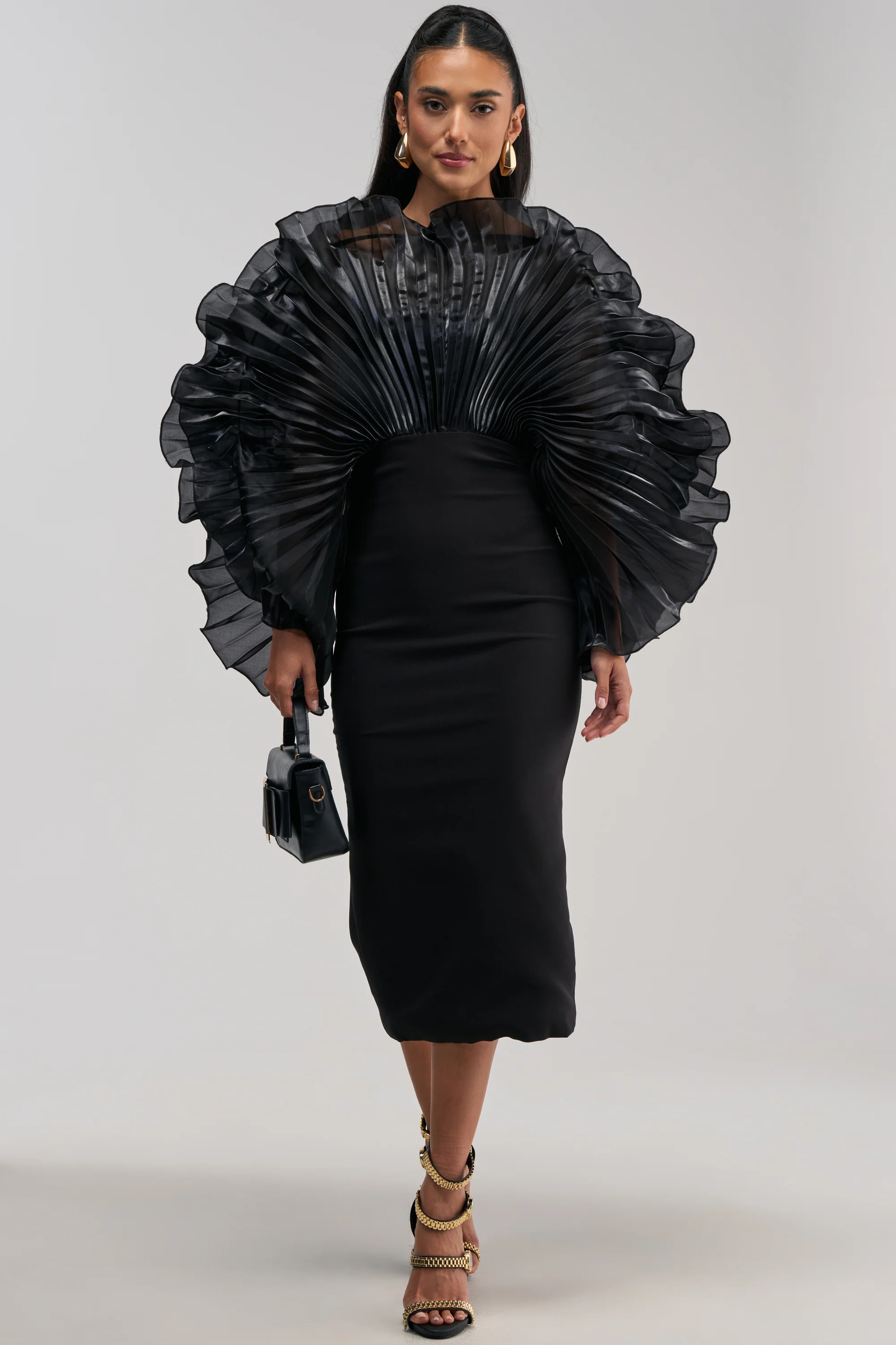 BY THE SEA SHORE BANDAGE MIDI DRESS IN BLACK - Akira Store