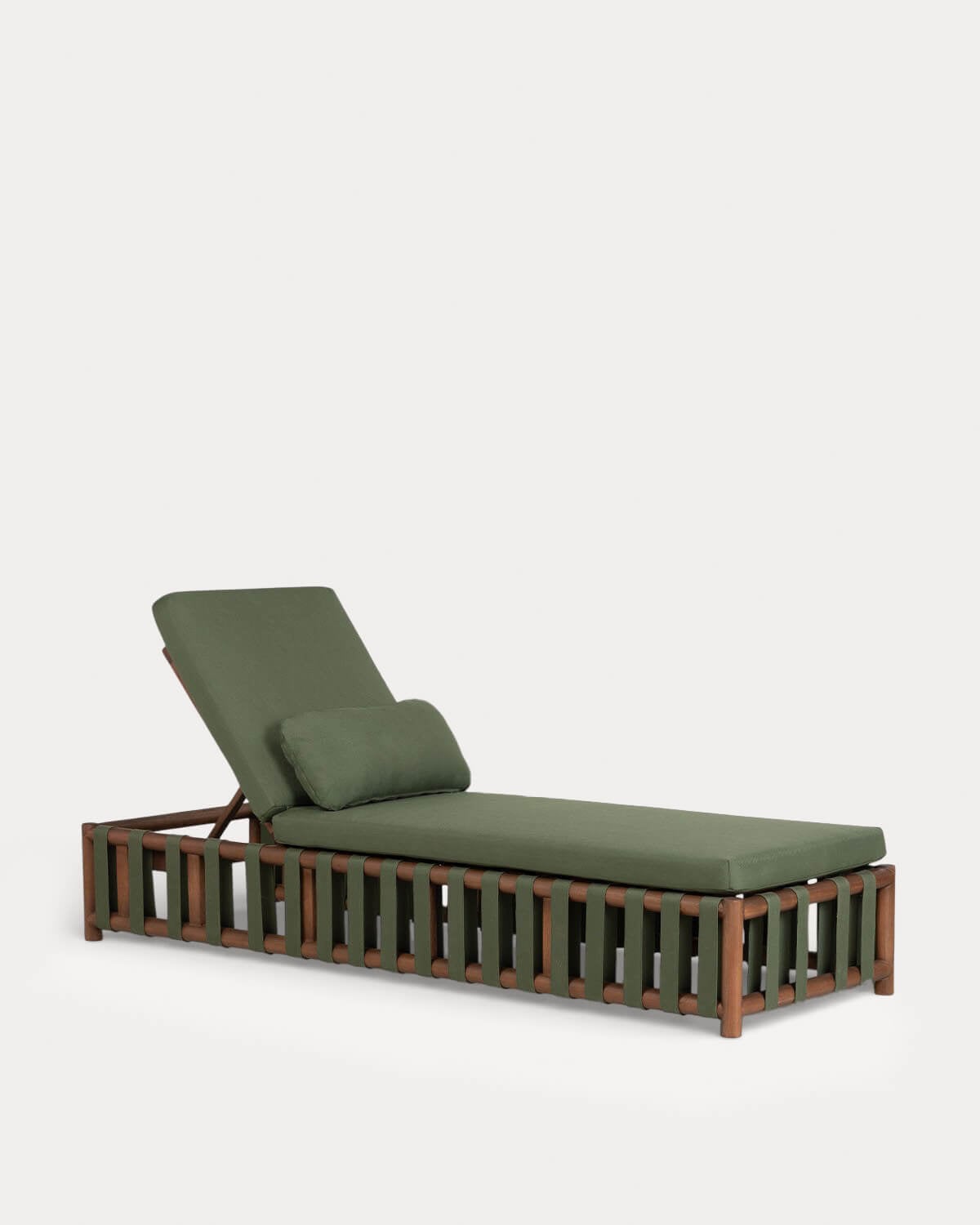 Edvard - Tumbona Reclinable de Madera de Eucalipto y Tela Edvard