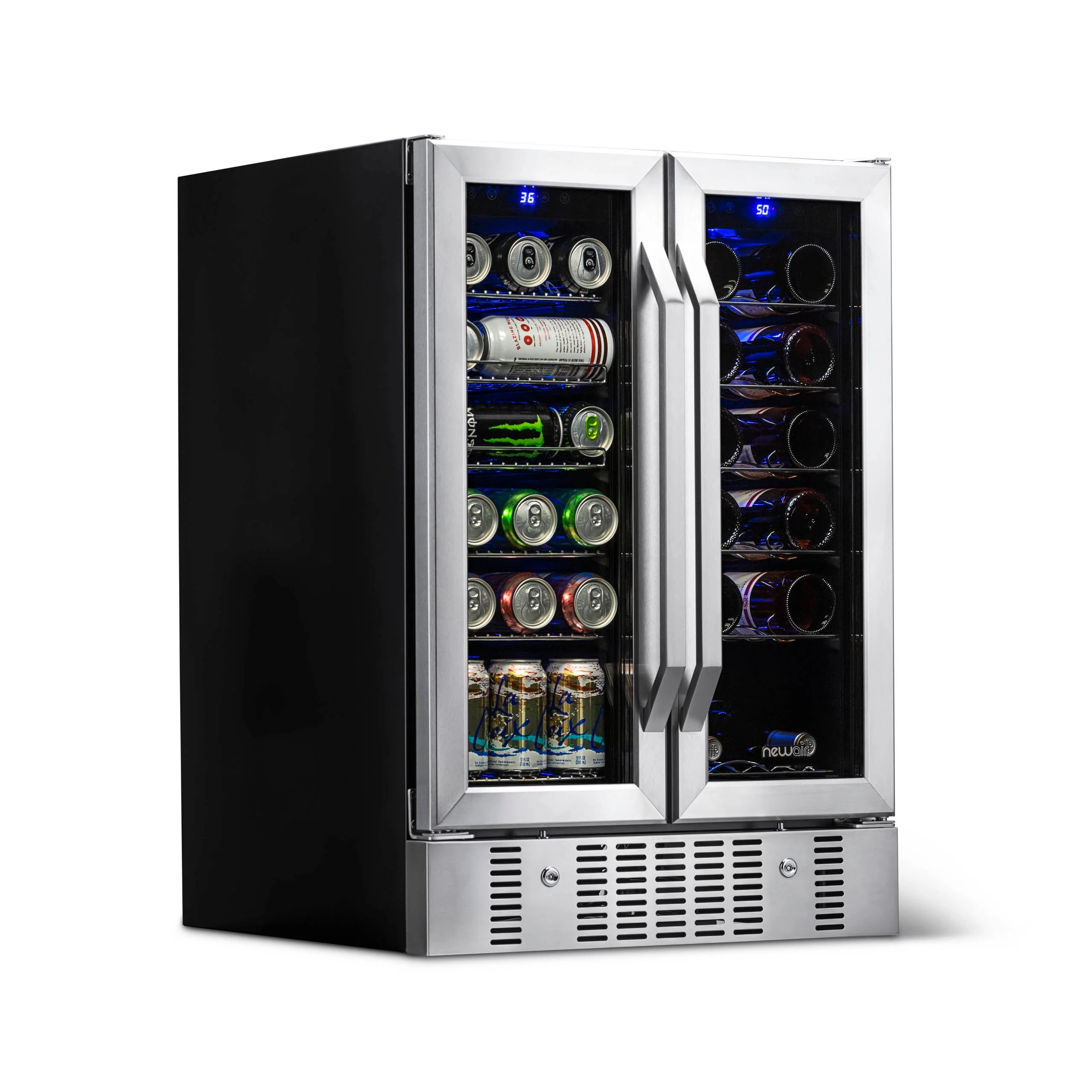 Newair 24” Dual Zone Wine and Beverage Fridge in Stainless Steel
