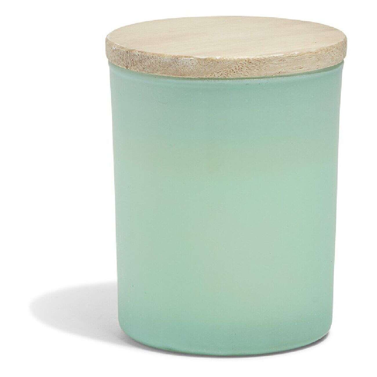 Bougie citronnelle couvercle bois verre vert Ø7xH8,5cm