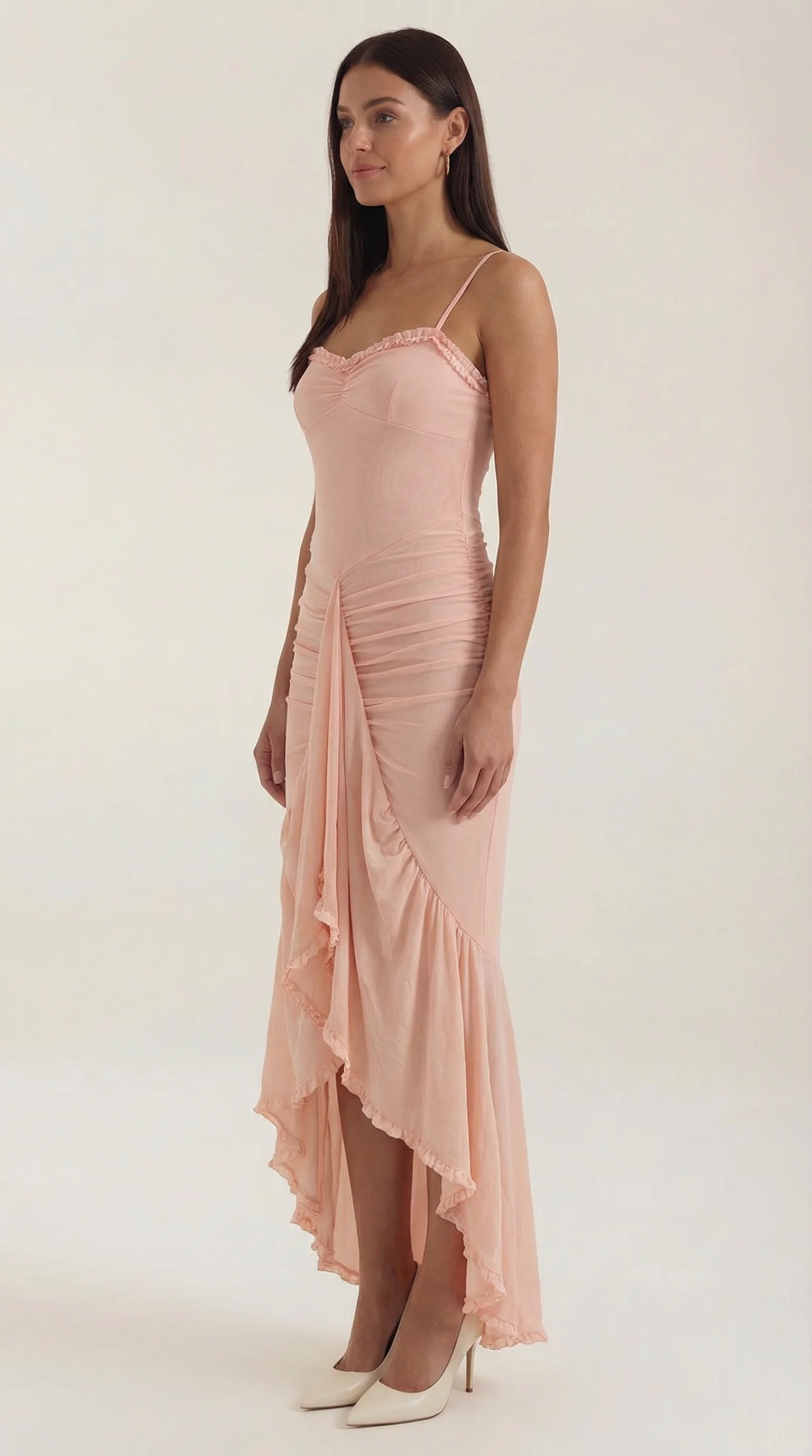 Robe maxi asymétrique à volants pour femmes