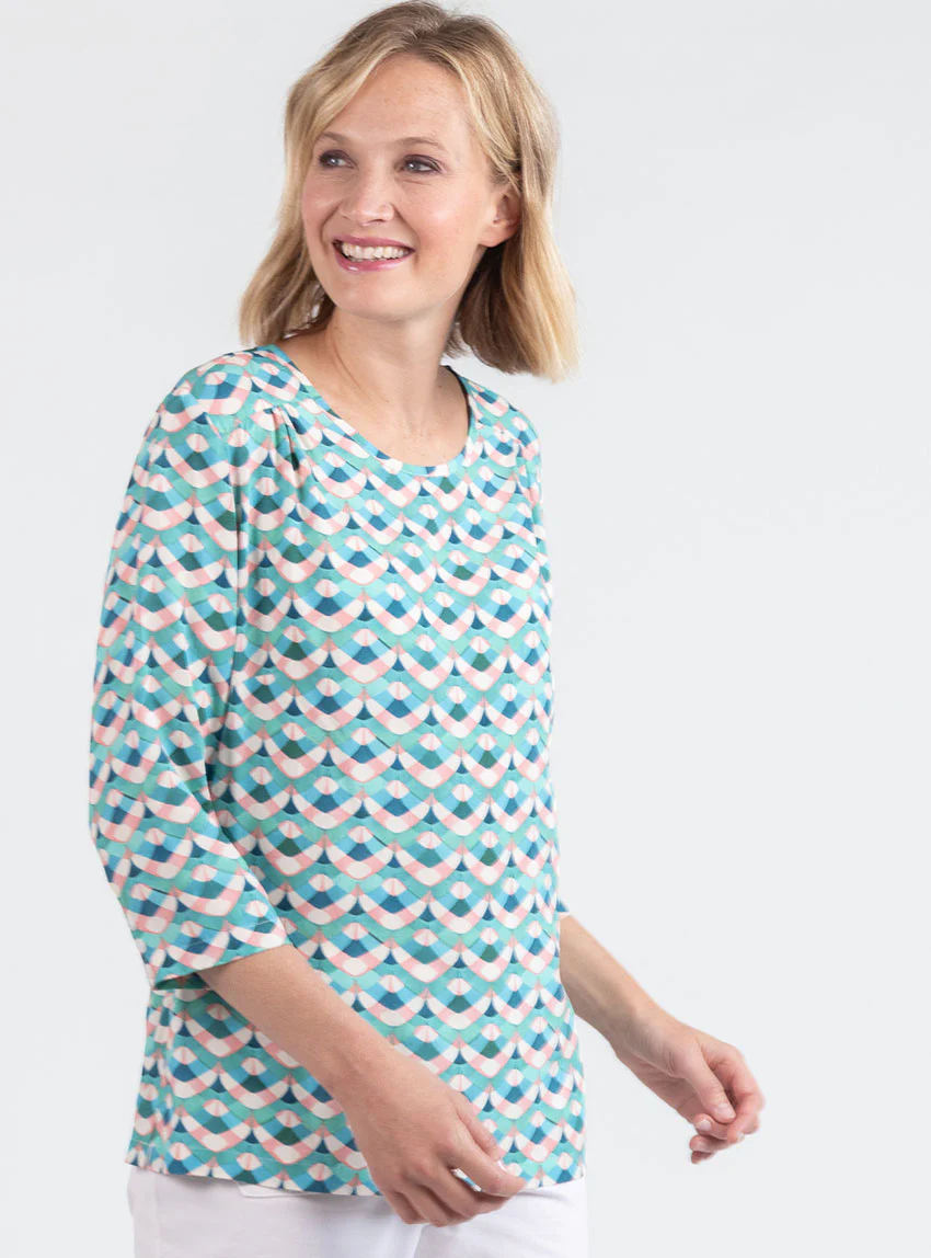 Blouse femme imprimée en viscose vert