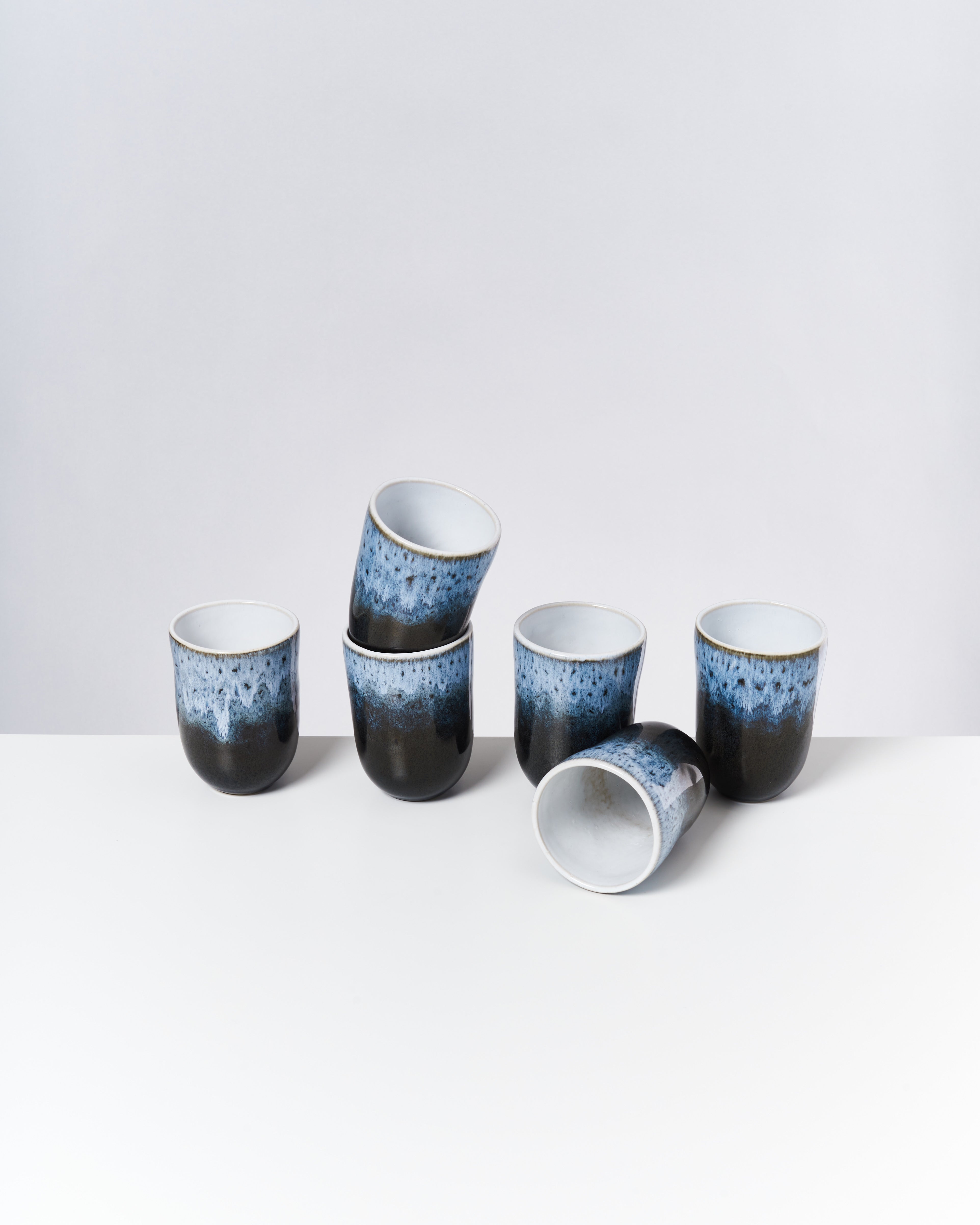 ALCACHOFRA - LARGE CUP BLACK-BLUE SET OF 6