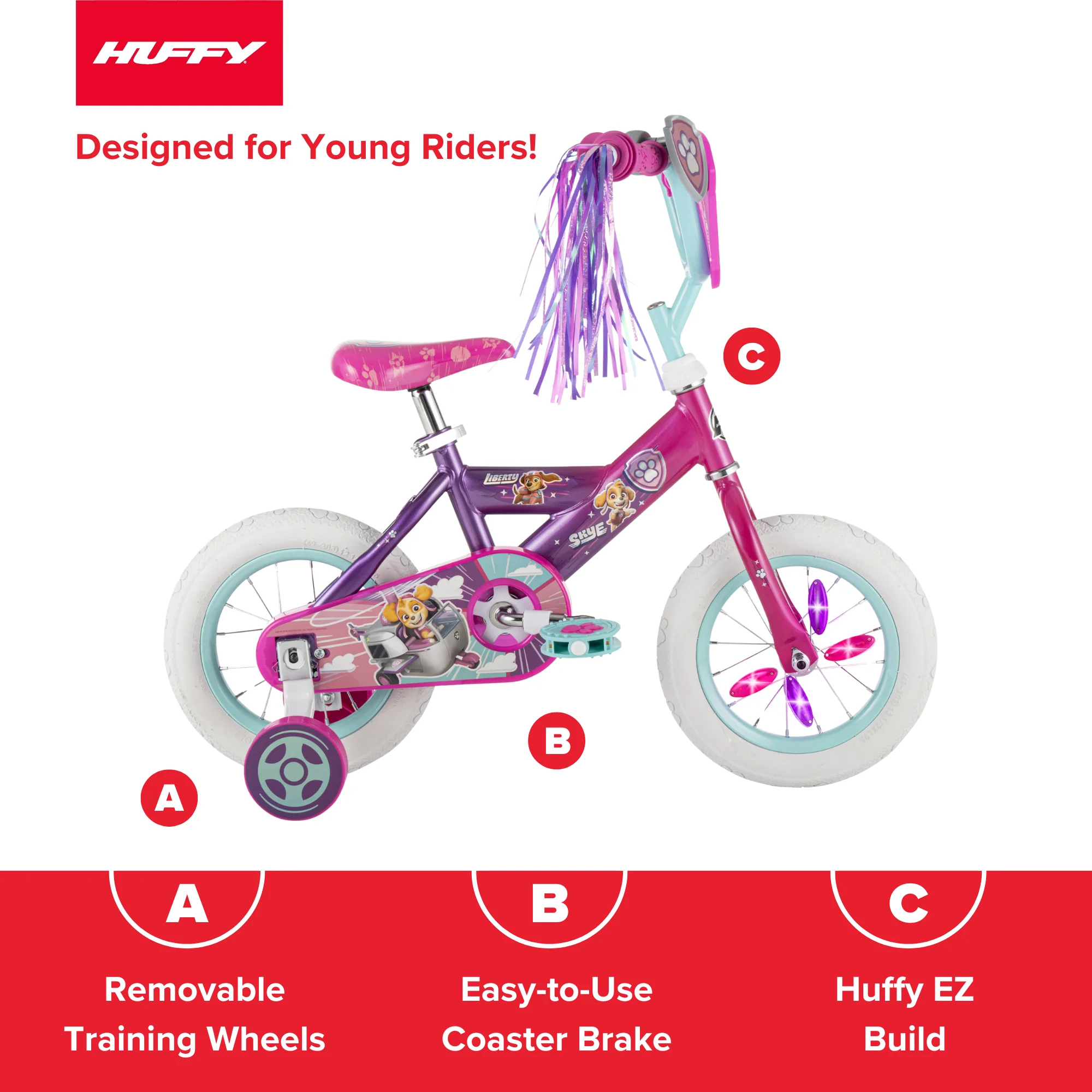 12" Paw Patrol Kids' Bike, Fits Riders 3'1" 3'5", Pink, Child, Girl's - Image 4