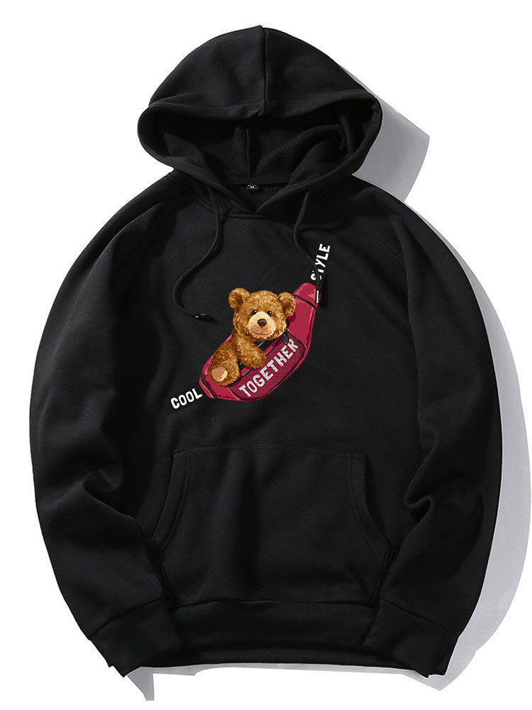 Sac bandoulière à capuche imprimé ours