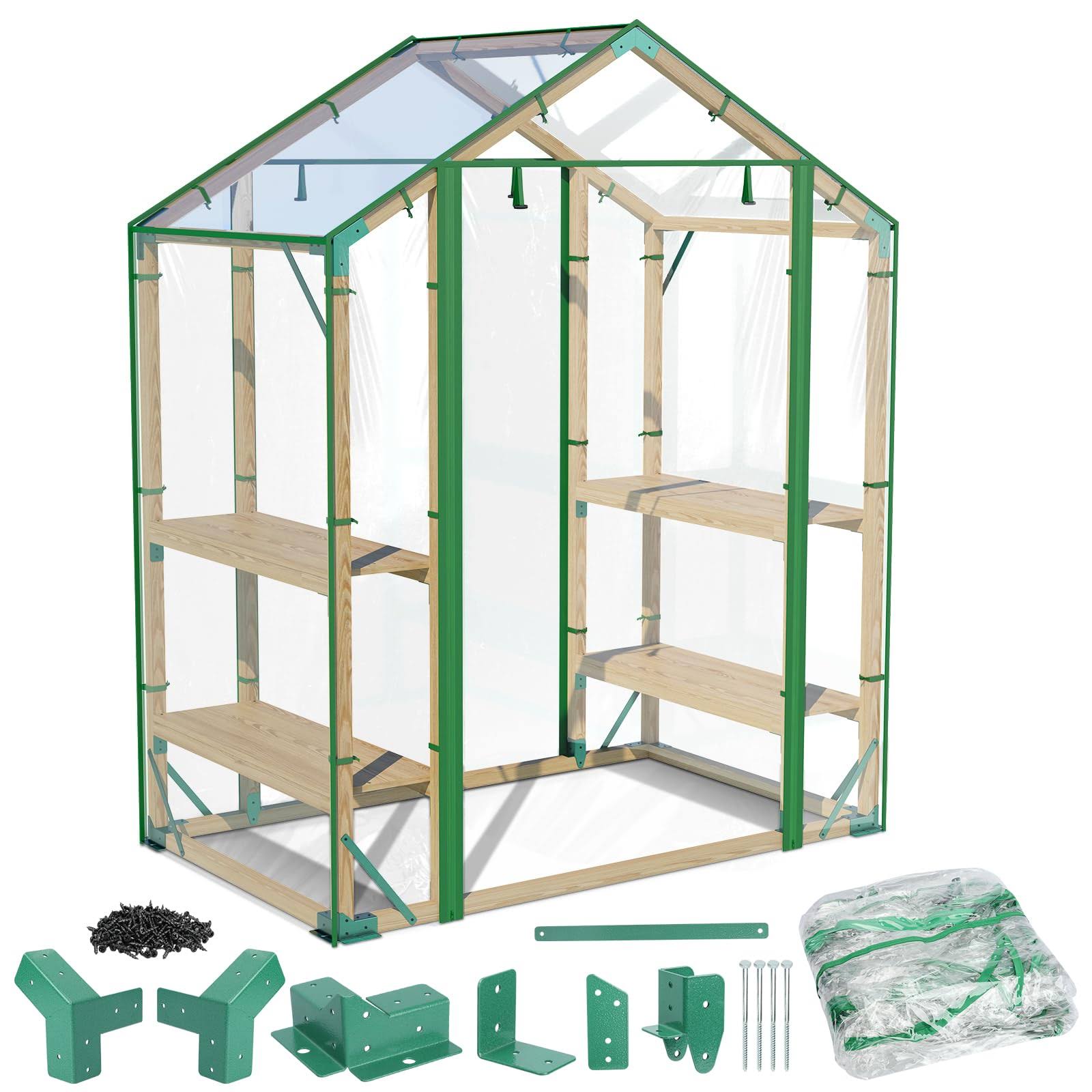 Walk in Greenhouse, 65x39x81 inch Green House for Plants, Include Greenhouse Kit and Greenhouse PVC Cover, Portable Greenhouses for Outdoors Winter