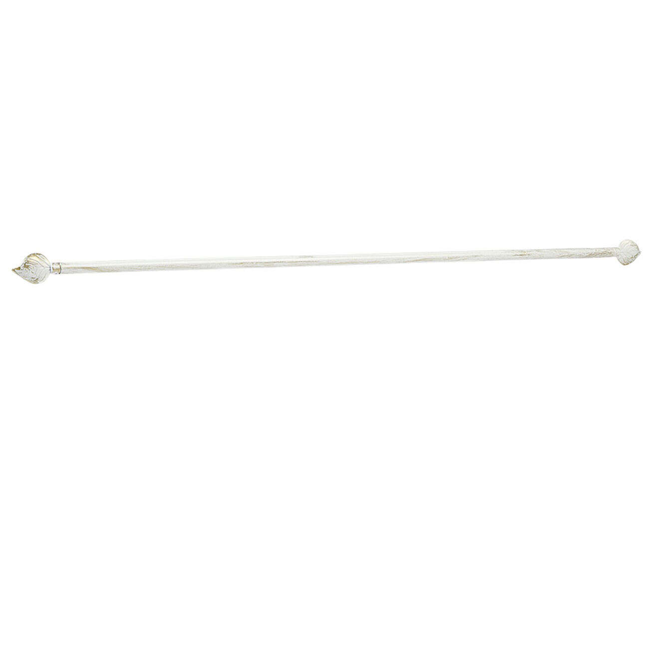 Tringle à vitrage Extensible 60-80 cm embout feuille blanc vieilli